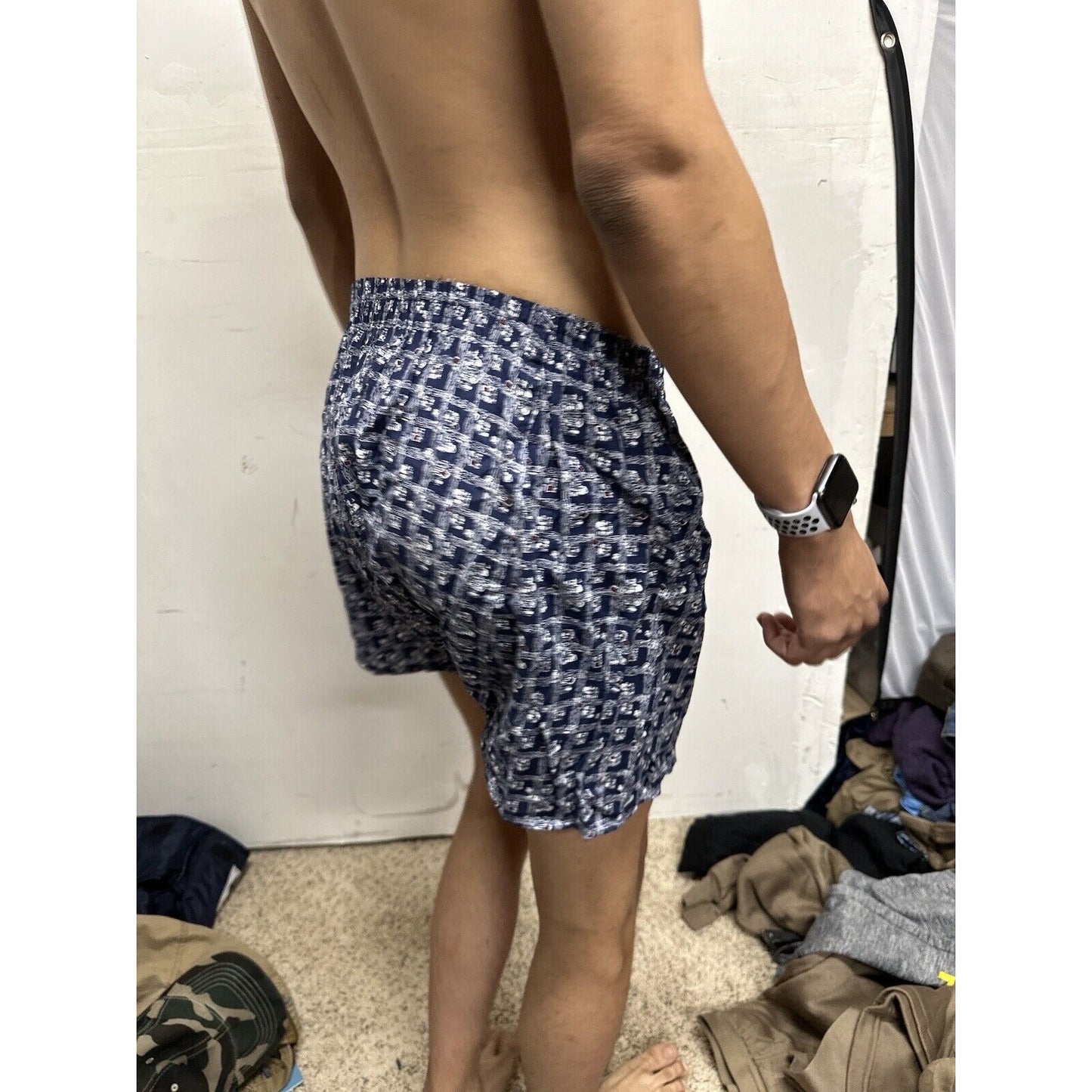 Men’s Small Fruit Of The Loom Blue Plaid Box Design Boxer Shorts