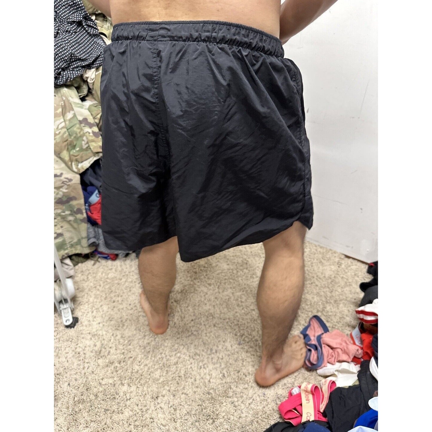 Men’s Army PT Shorts Vintage Black With Silver Reflective Logo Uniform Multi