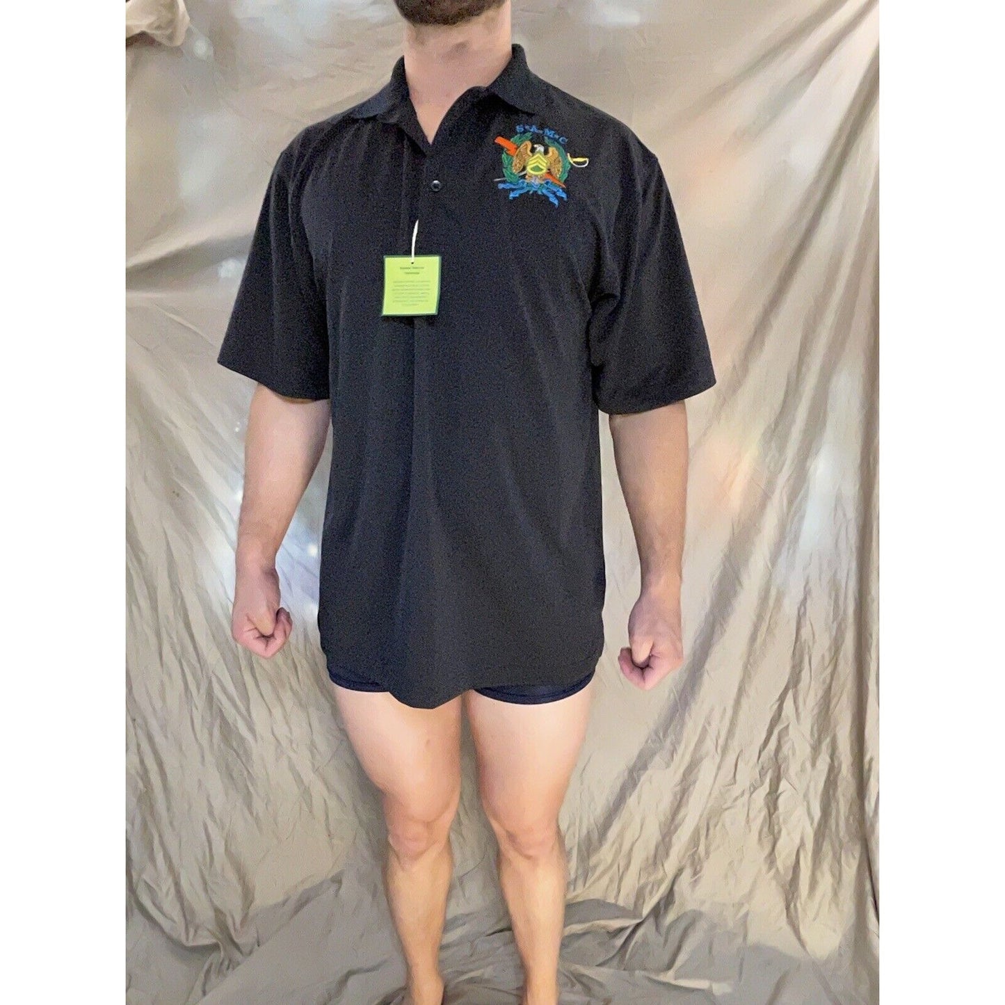 men's black polo large port authority SAMC army