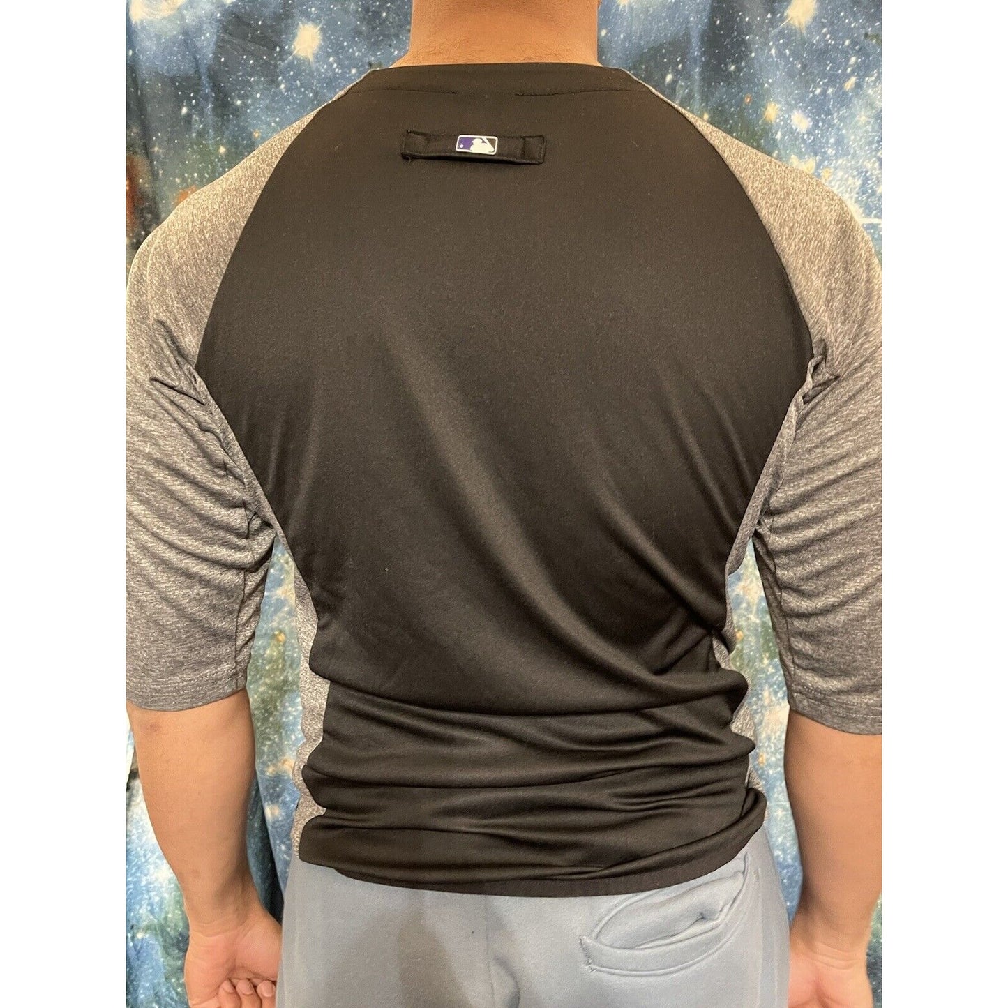 MLB Baseball Colorado Rockies Black Tshirt medium Majestic Zippered Pocket