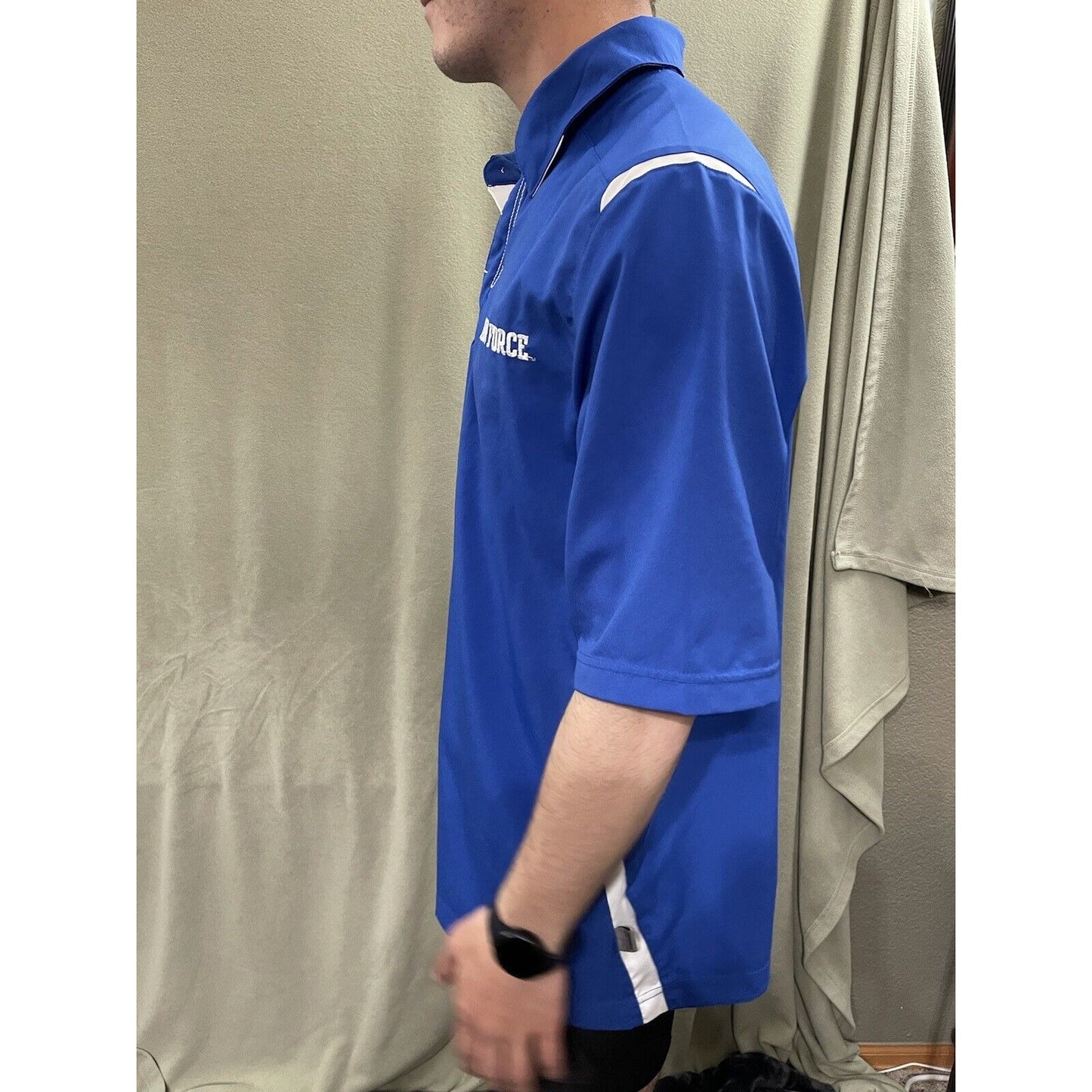 Nike Team Fit-Dry Mens Air Force Falcons Blue White Coaches Polo Shirt Med EUC