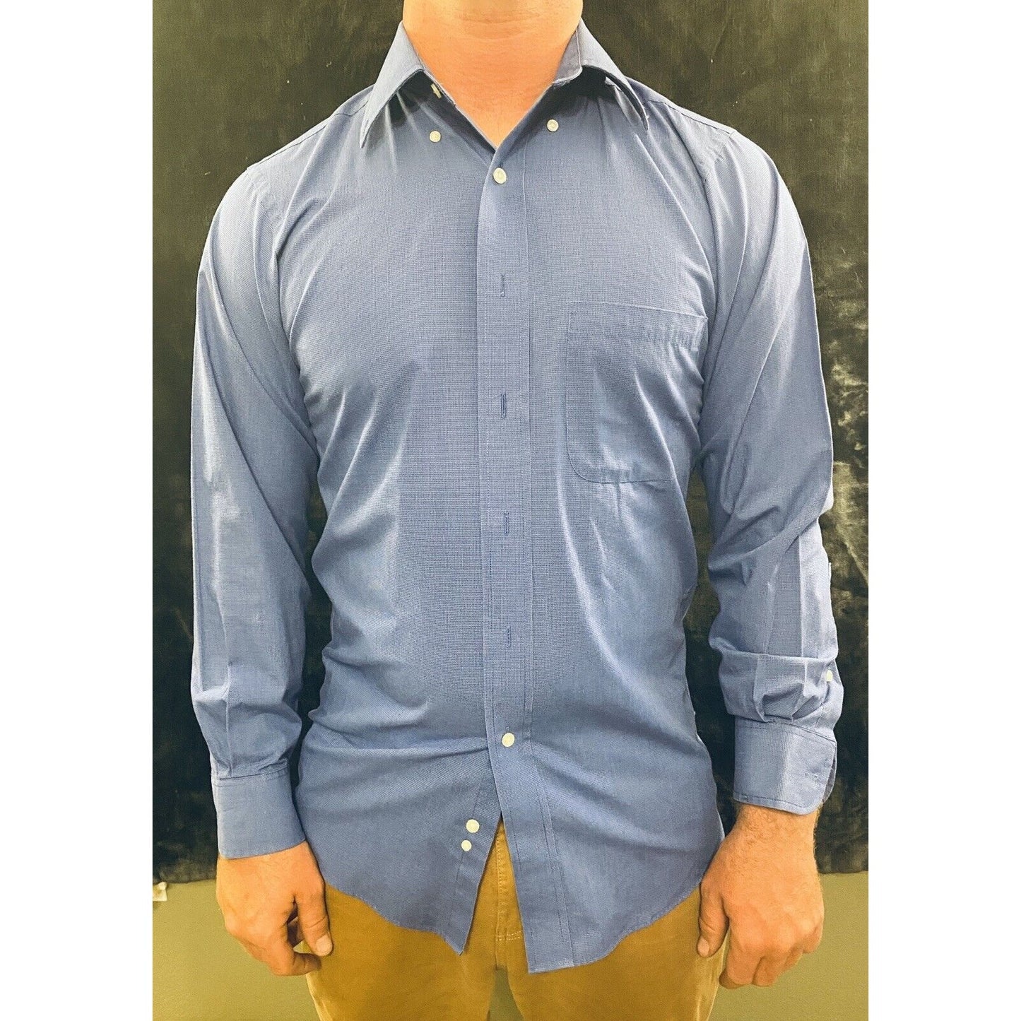 CHAPS Men’s Blue Long Sleeves Button-up Dress Shirt Small 14 1/2 32/33