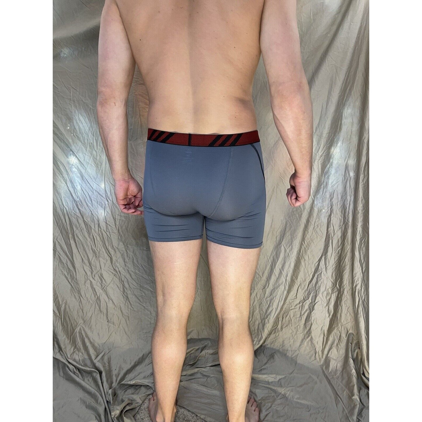 men's Gray With Red Band adidas aeroready black compression boxer briefs medium