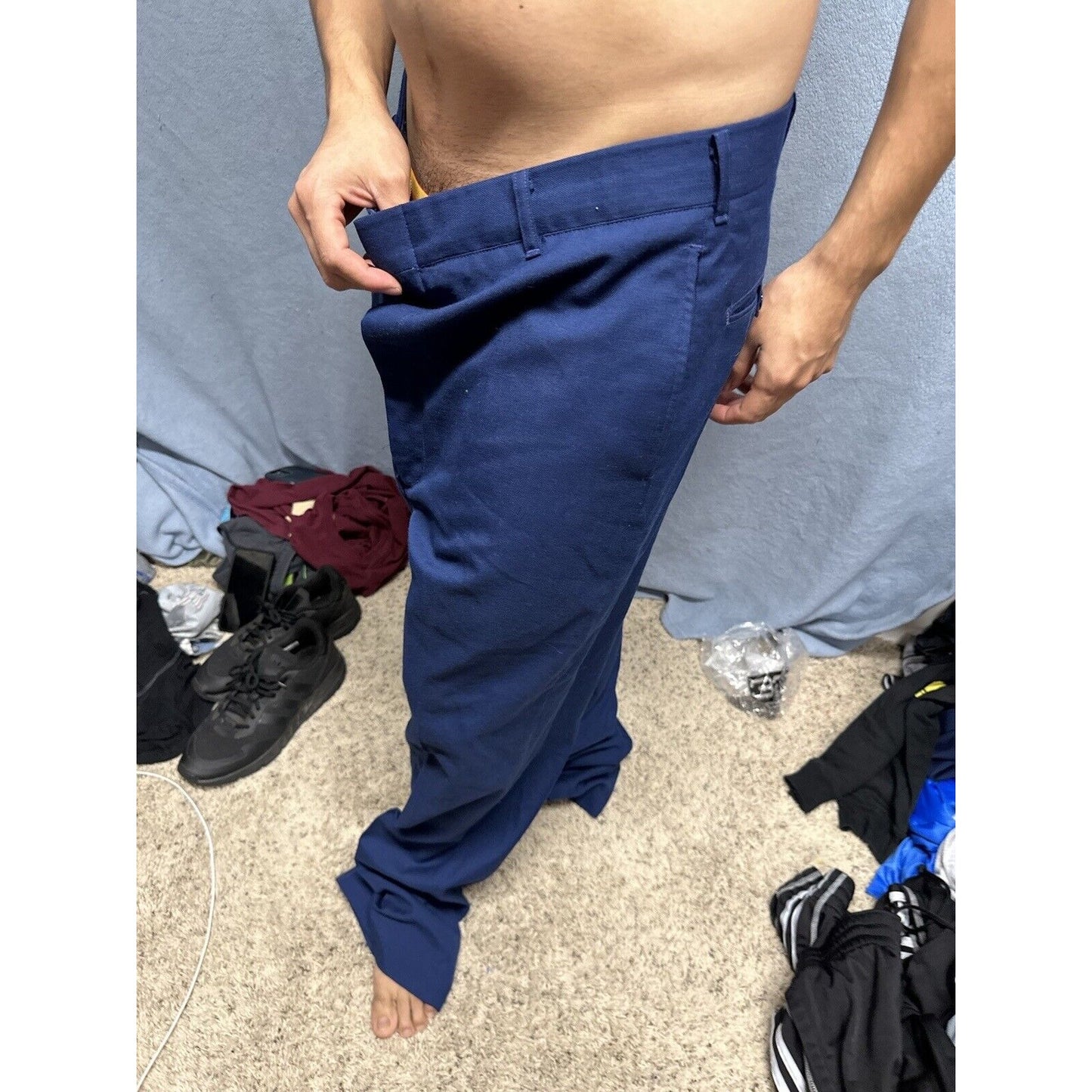Men’s Blue Air Force Uniform Dress Pants Trousers 35L C Poly Wool