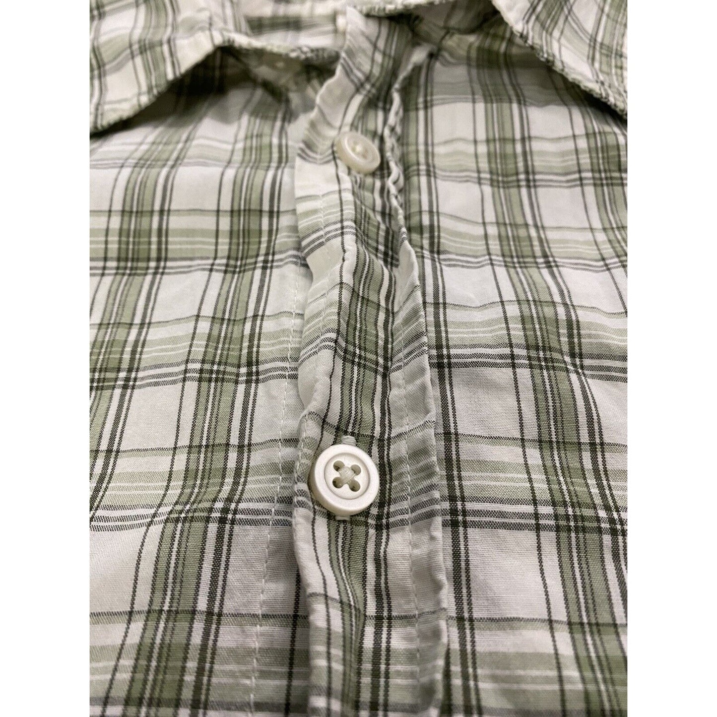 OLD NAVY Lime Green Plaid Men’s Large Cotton Short Sleeves Polo Shirt