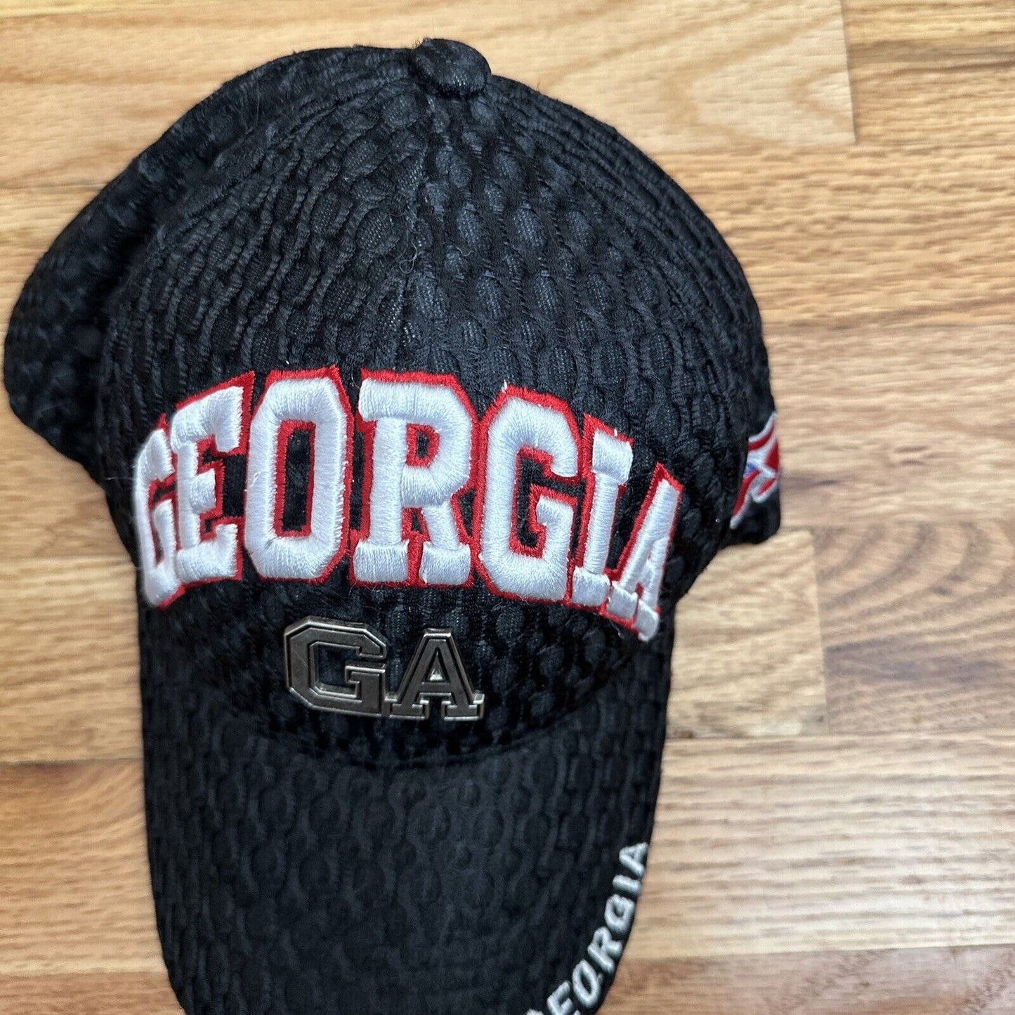 State of Georgia black baseball cap hat cap together