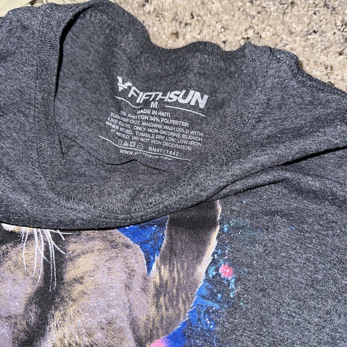 Men’s Gray Fifthsun Medium Tshirt Pug And Pirate Cat In Space