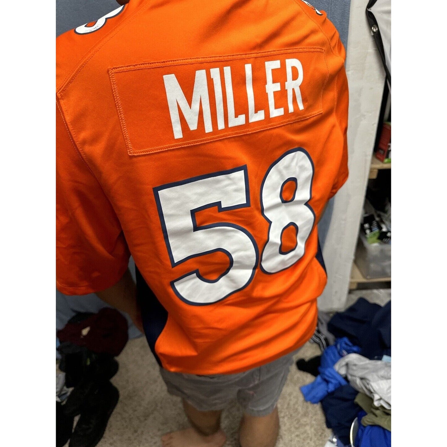 Men’s Denver Broncos Orange NFL Medium On Field Nike Football Jersey #58 Miller