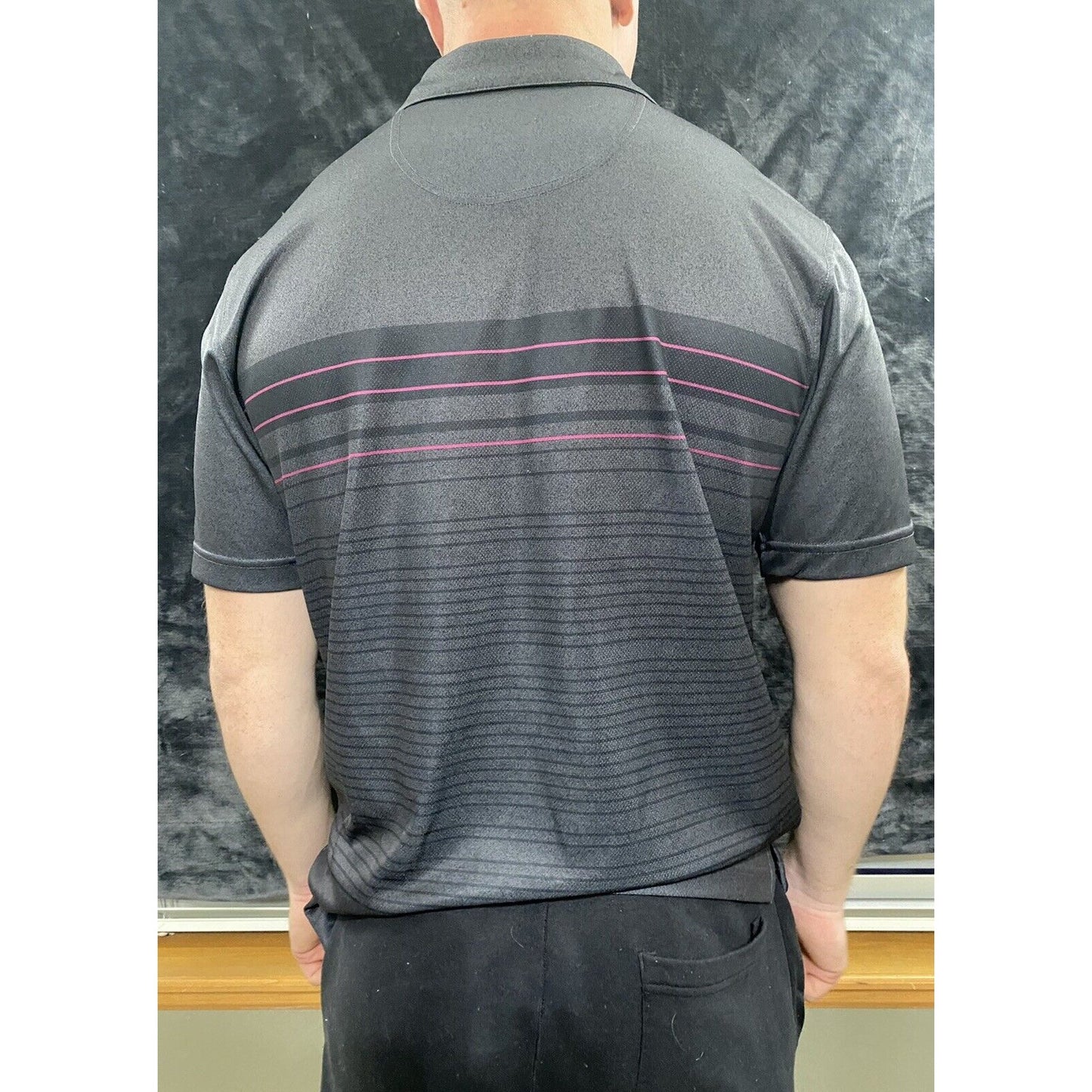 Pebble Beach Men's Medium Dry-Luxe Golf Polo Athletic Metallic Black Shirt