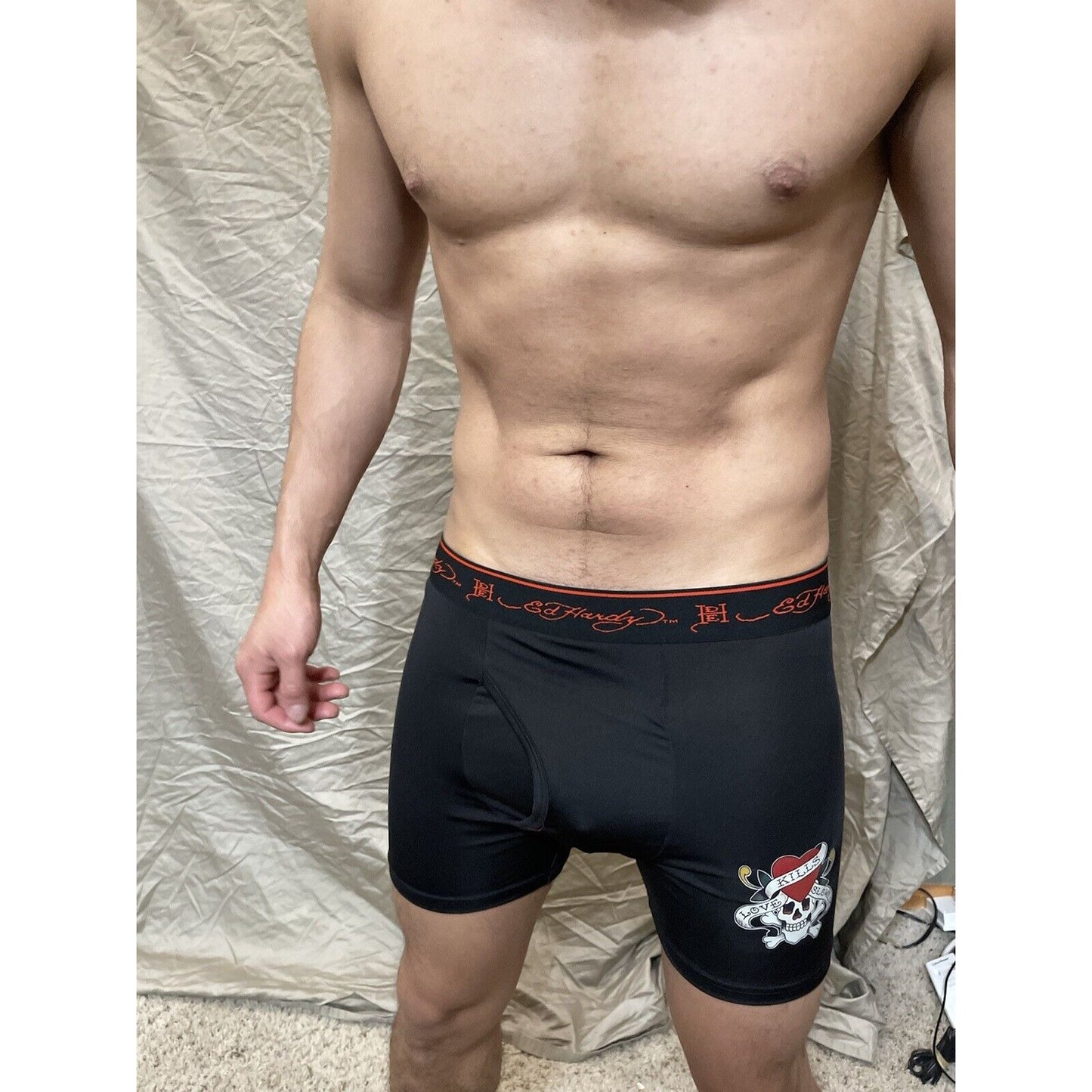 men's small boxer briefs ed hardy love kills slowly black boxer brief skull