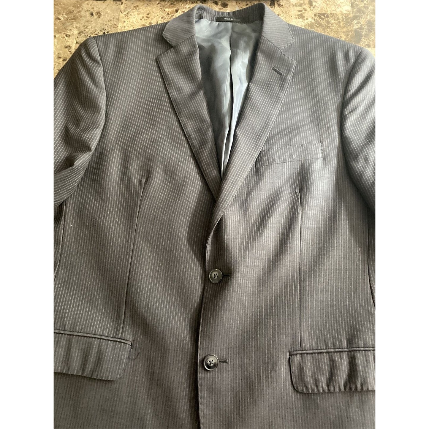 Calvin Klein Men’s 41R 100% Wool Charcoal Stripes 2-Button Blazer Jacket