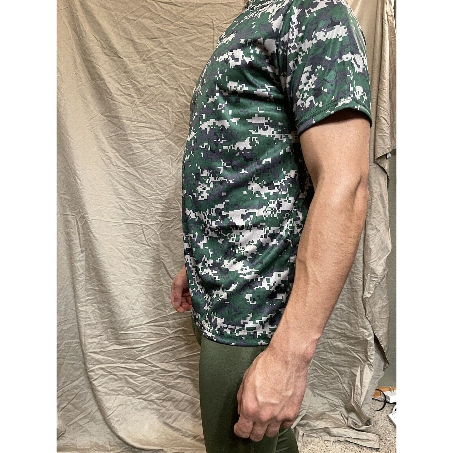 Boy's Youth Large Digi Camo Alleson Athletic Green Compression Workout Shirt