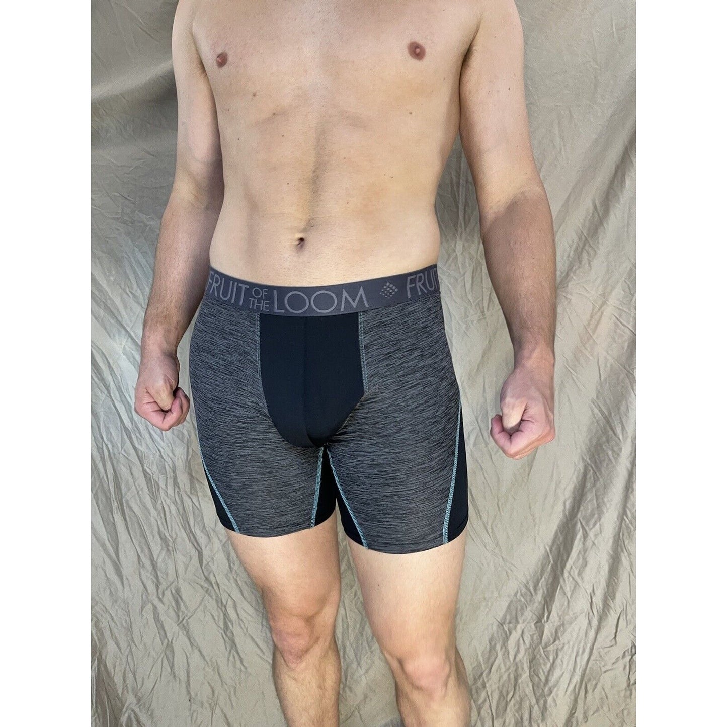 men's fruit of the loom XL compression boxer briefs breathable Black And Gray