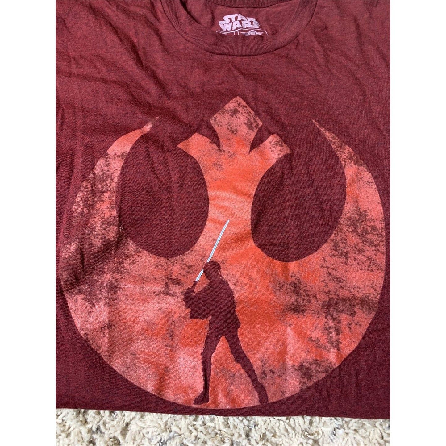 Star Wars Rebel Graphic Print Burgundy T-Shirt Small Cotton Blend