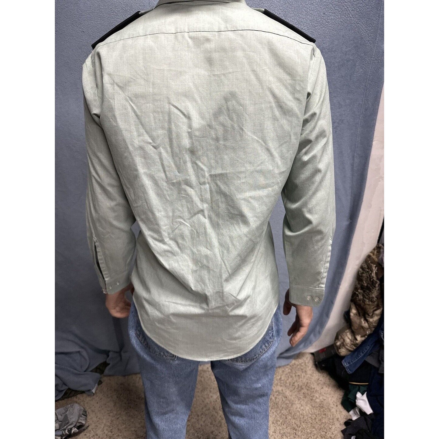 Men’s Army Green DSCP 14.5 X 30/31 Long Sleeve Button Up Uniform Dress Shirt