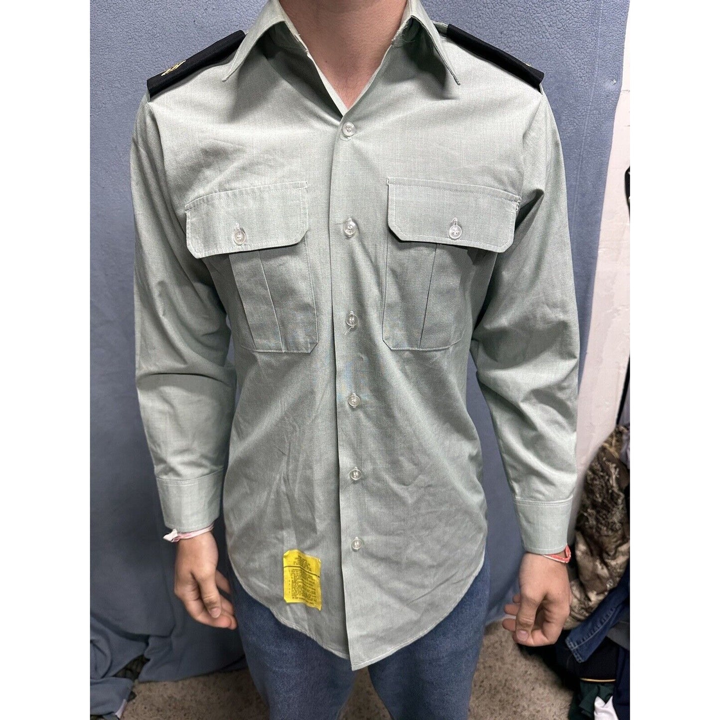 Men’s Army Green DSCP 14.5 X 30/31 Long Sleeve Button Up Uniform Dress Shirt
