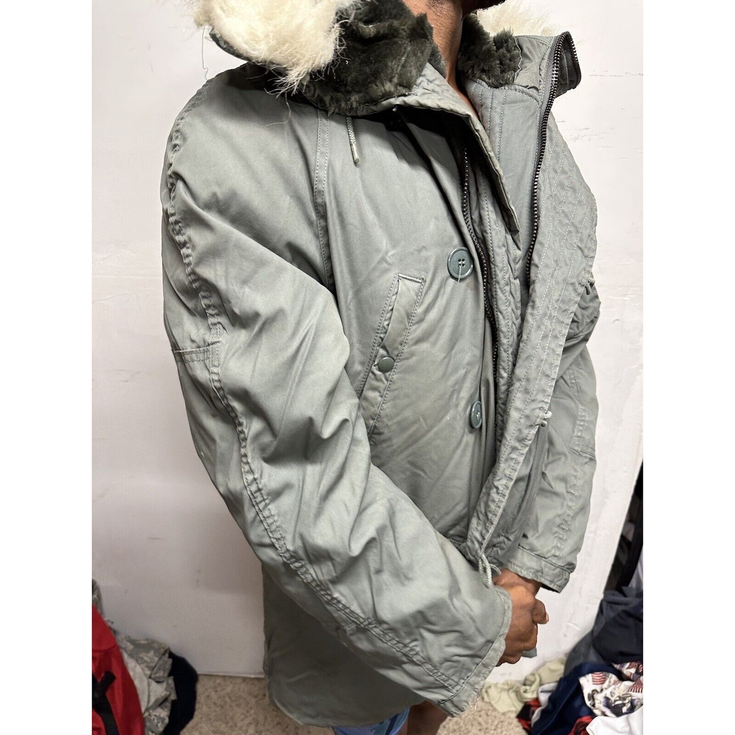 USAF Military Uniform Parka Extreme Cold Weather Type N-38 Medium Sage Green