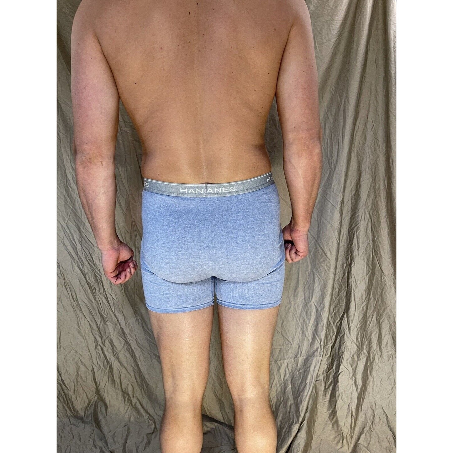 men's medium hanes light blue boxer brief
