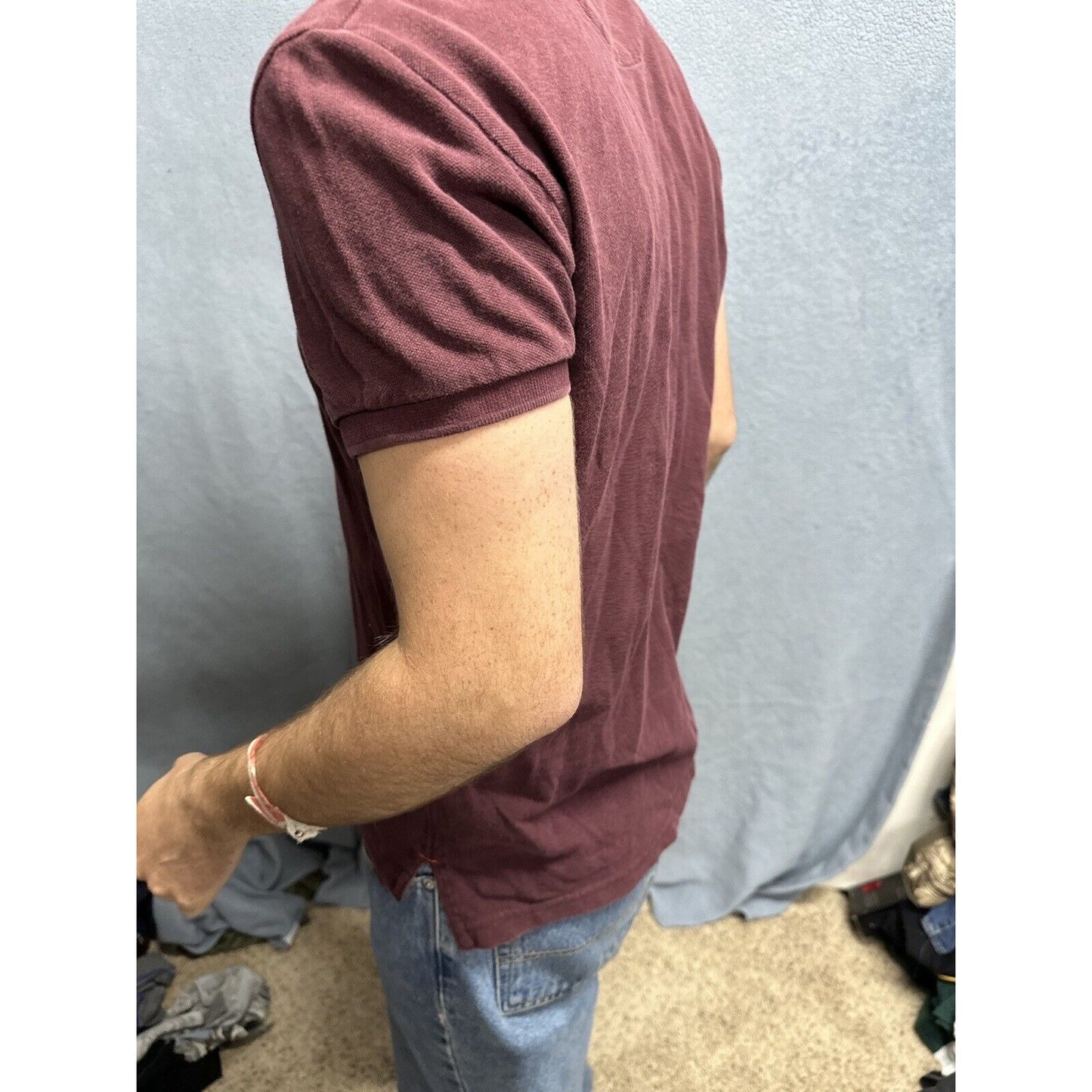 Men’s Plum American Eagle Small Athletic Fit Polo Shirt