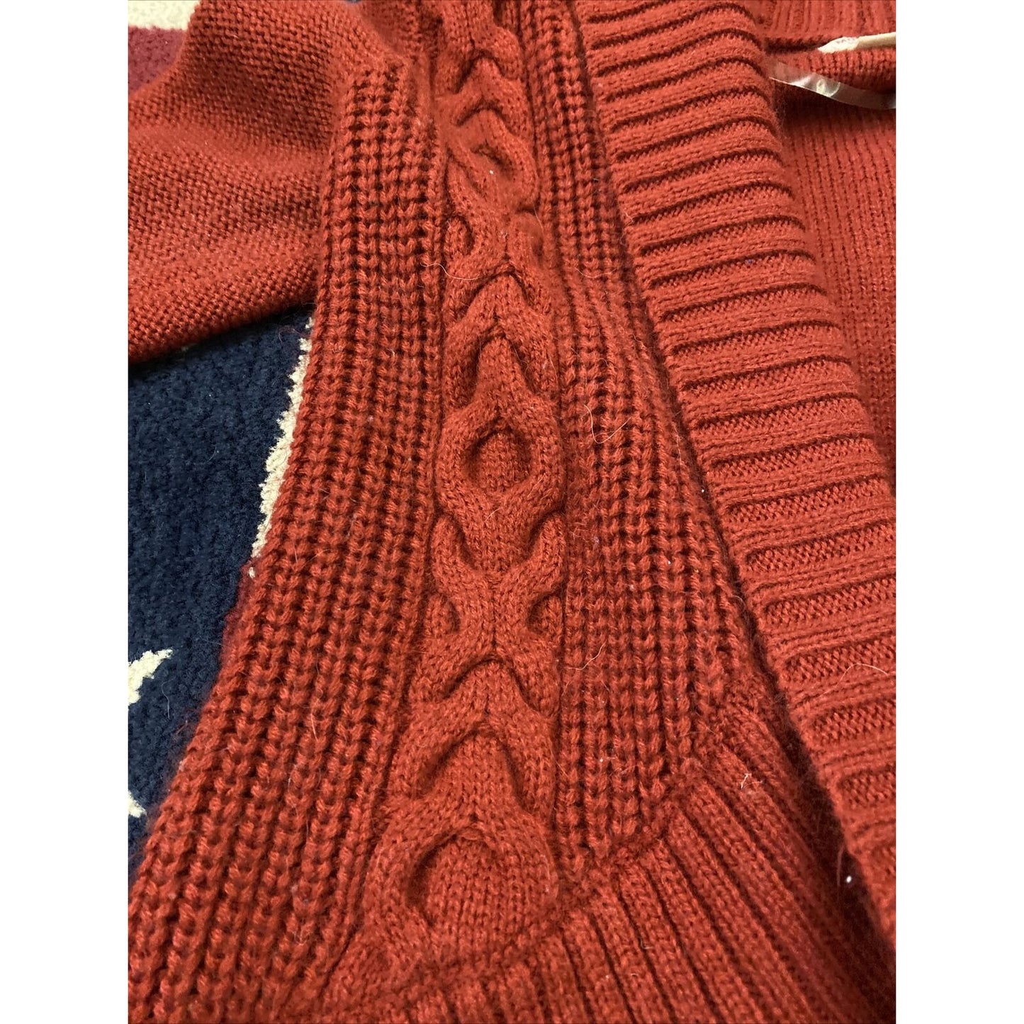 Mossimo Supply Co. Women's Medium Red Cable Knit Acrylic Cardigan Sweater