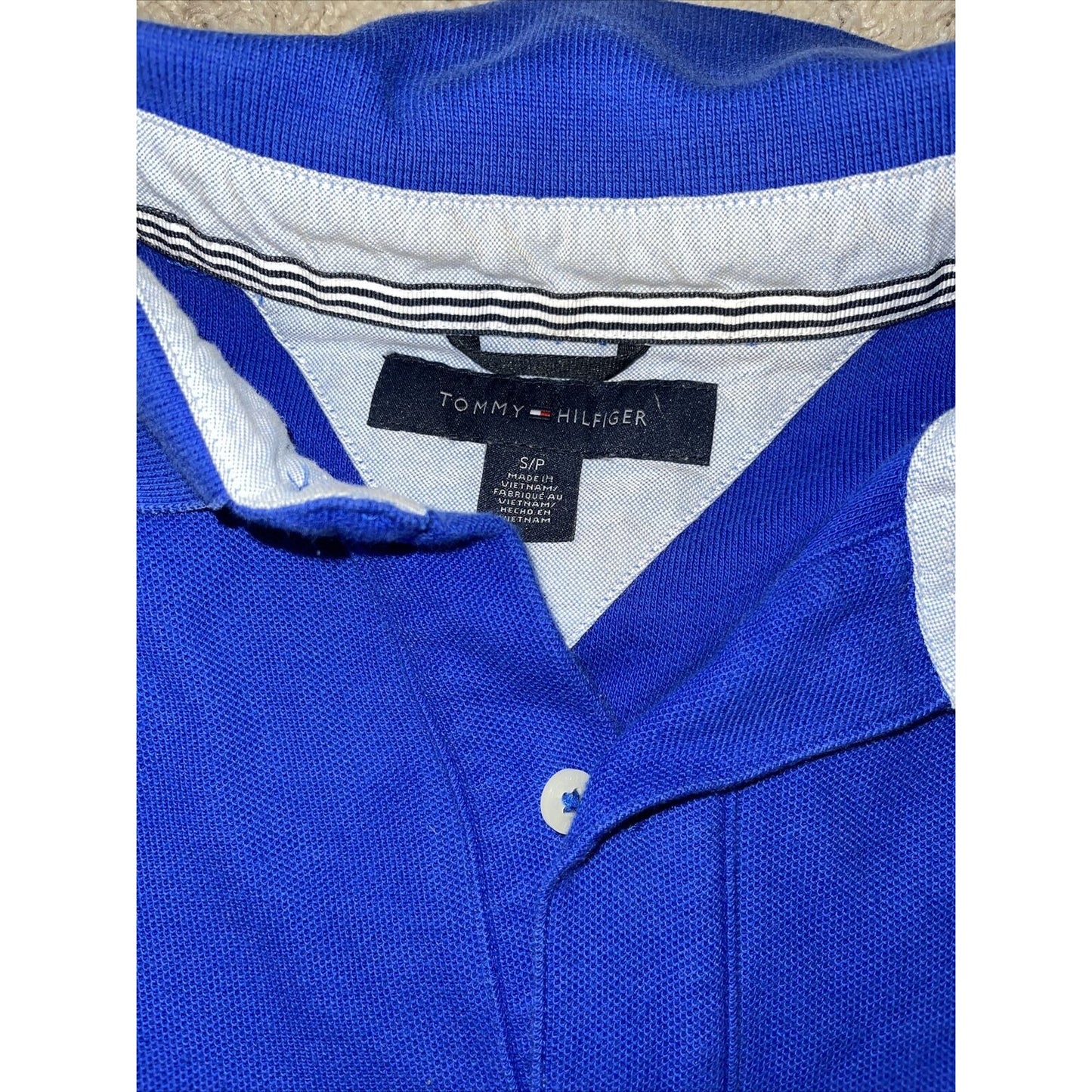 Tommy Hilfiger Polo Royal Blue Classic Flag Logo Small Short Sleeve Fitted Mens