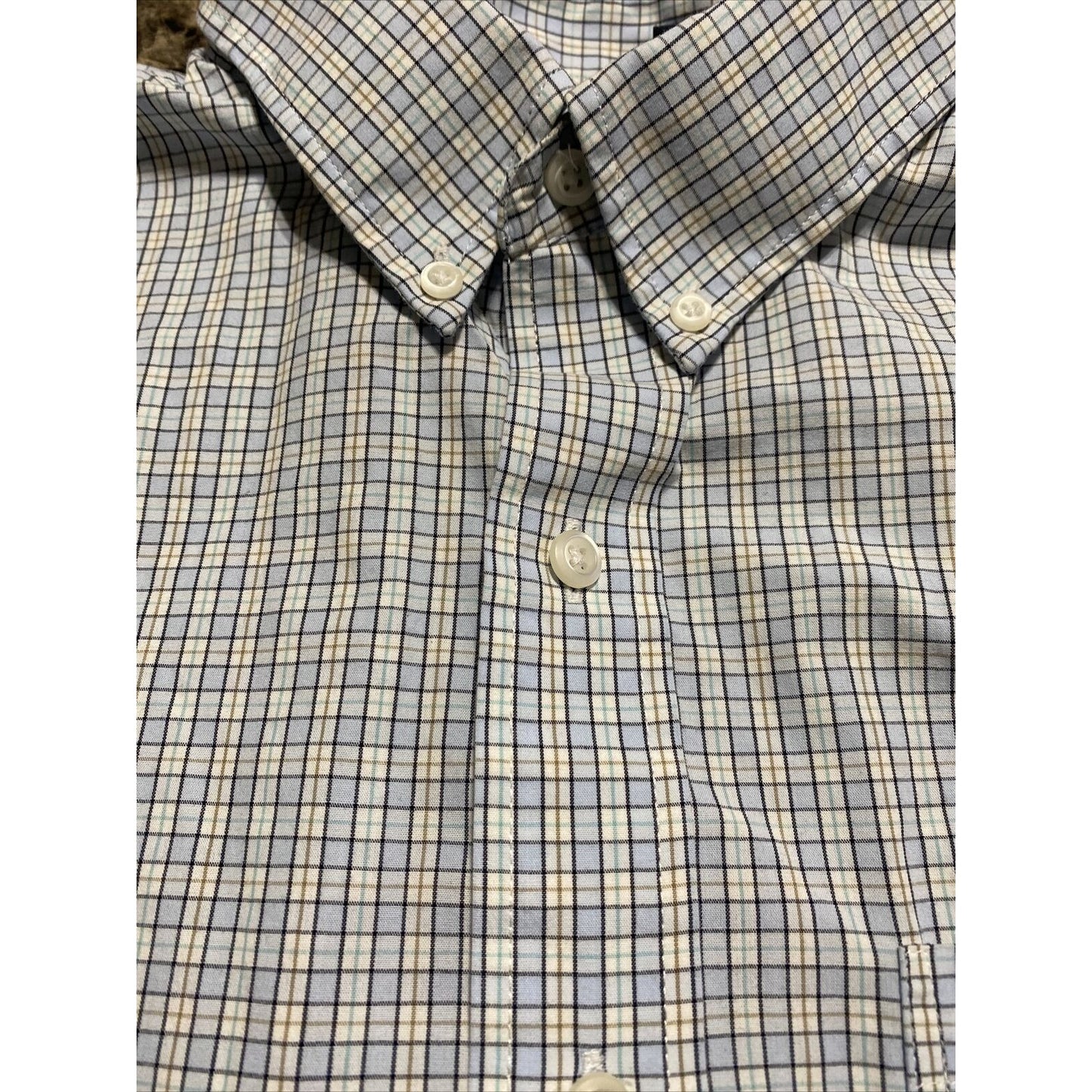 Arrow Men’s Medium Sky Blue Plaid Checks Button-down Shirt Sleeves