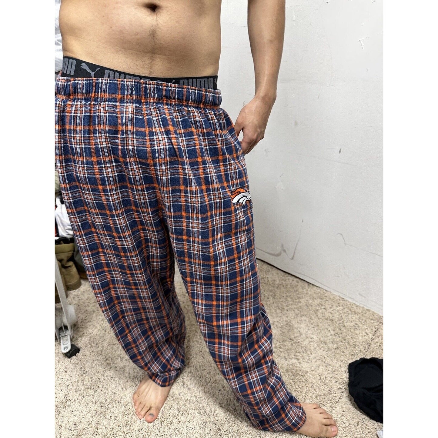 Men’s Plaid NFL Team Large Denver Broncos Pajama Pants Lounge Sleepwear