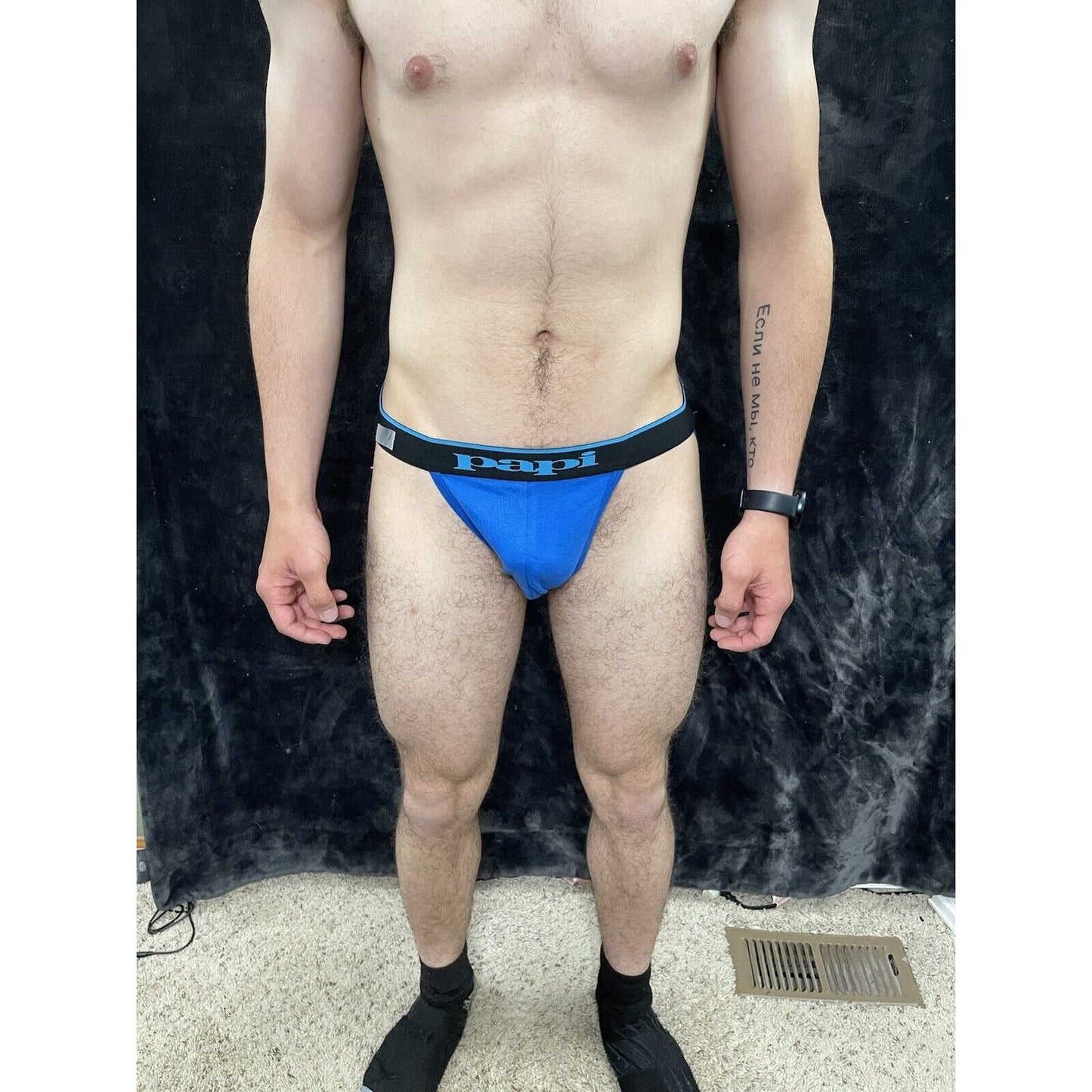 Men's Blue Pouch Papi Jockstrap Jock New And unworn Blue And Black Band small
