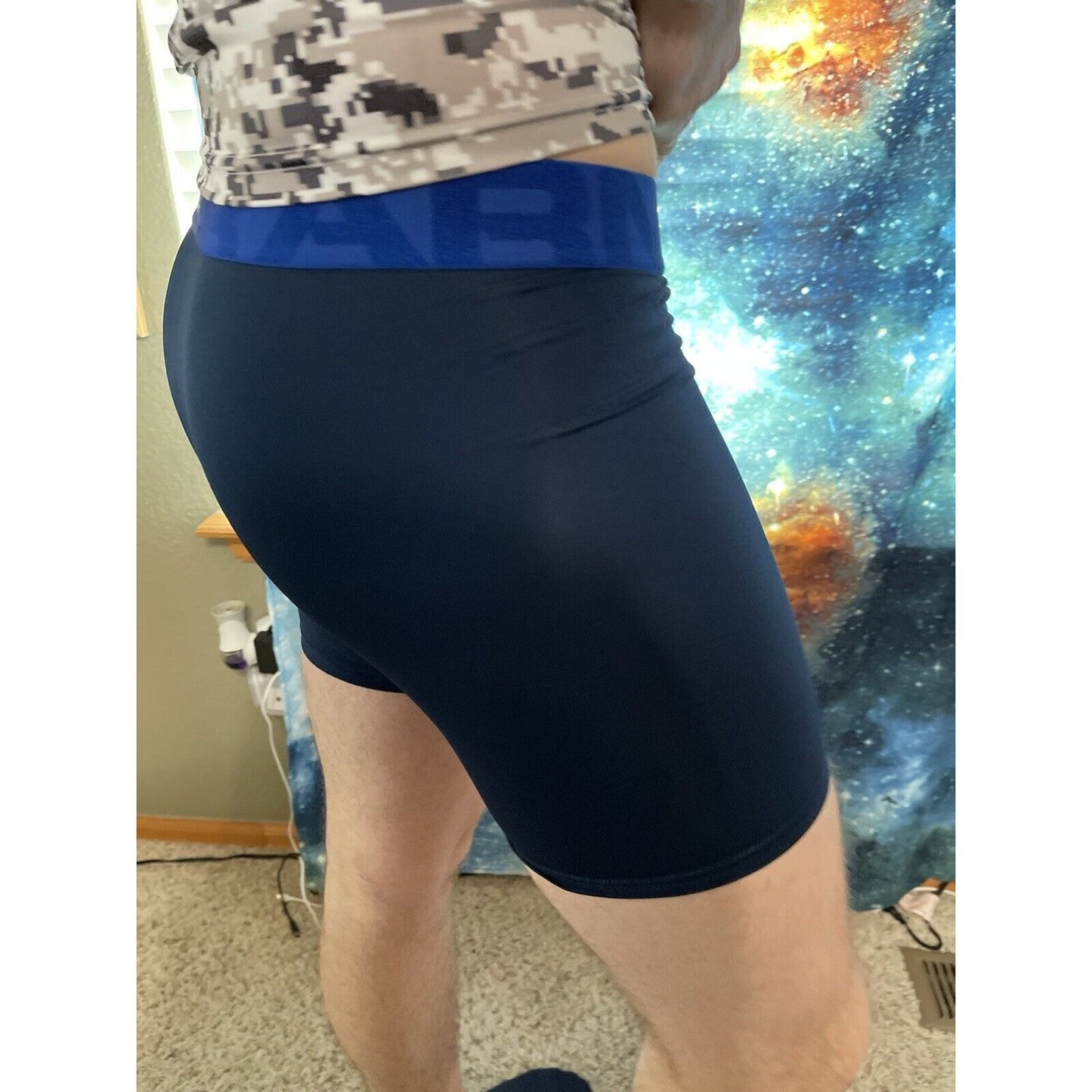 Men's Small dark blue under armour mesh boxer jock compression shorts New