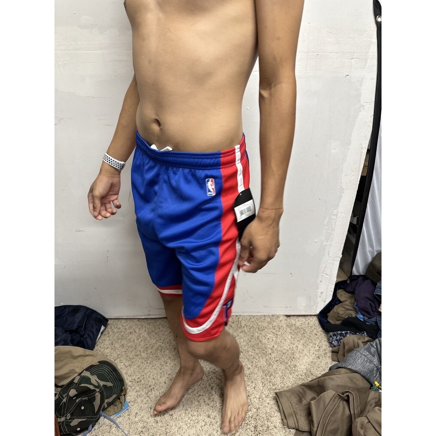 Boy’s Large Pistons NBA Adidas Performance Basketball Shorts Blue