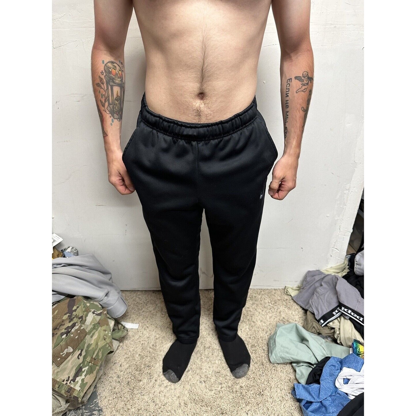 Men’s Black Nike Small Dri Fit Athletic Pants Sweat Pants With Pockets