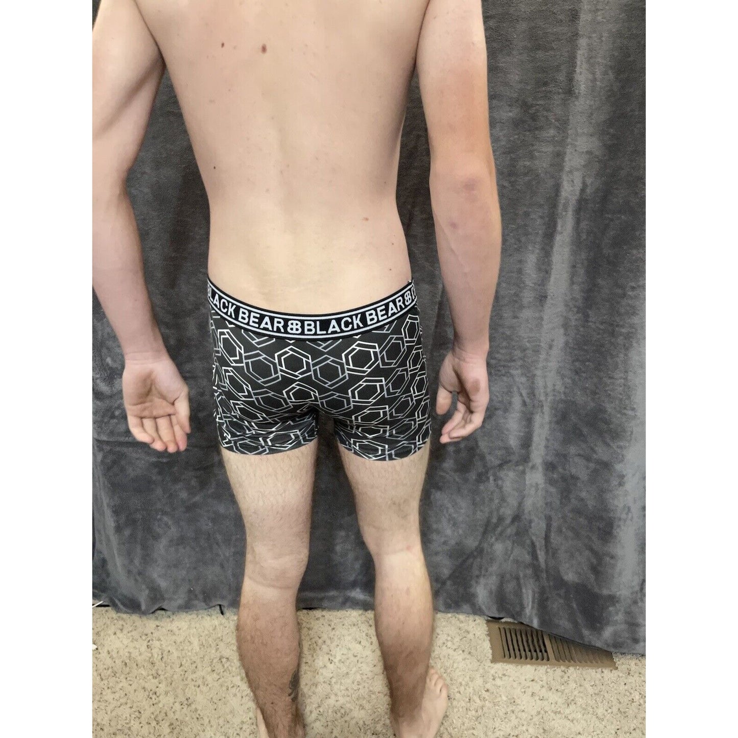 men's medium athletic trunk style black bear boxer brief Black Geometric Design
