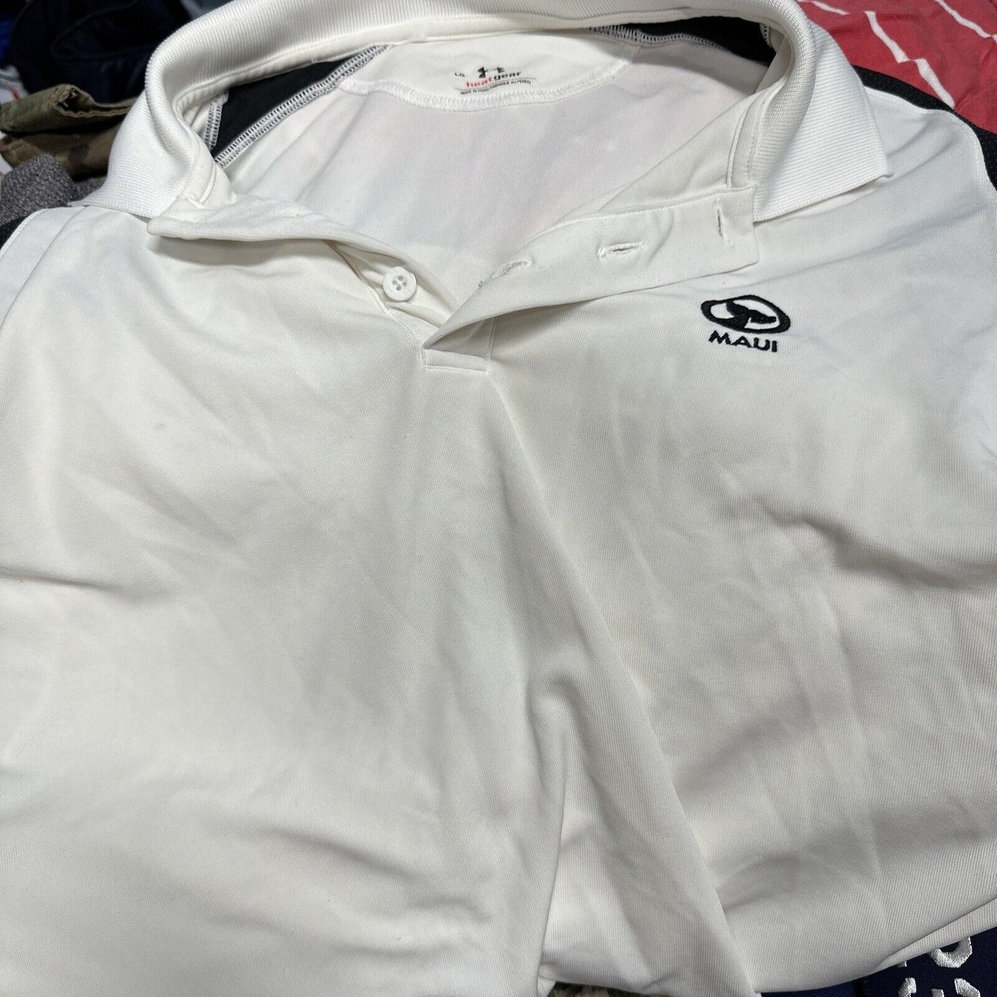 Men’s Large White Heat Gear Under Armour Maui Polo Shirt
