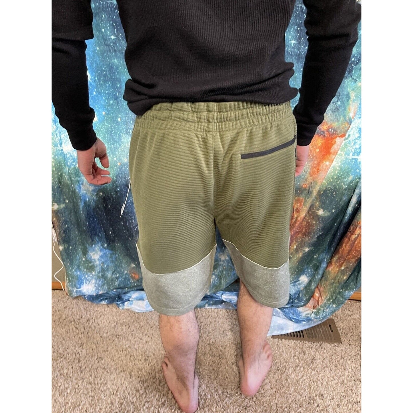 Michael Strahan Olive Green/gray Quick-Dri premium ultra fleece shorts XL