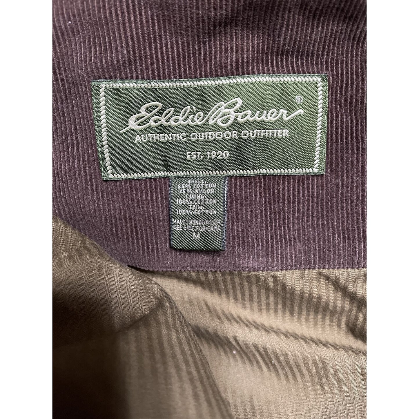 Men's Eddie Bauer button up jacket brown corduroy Medium