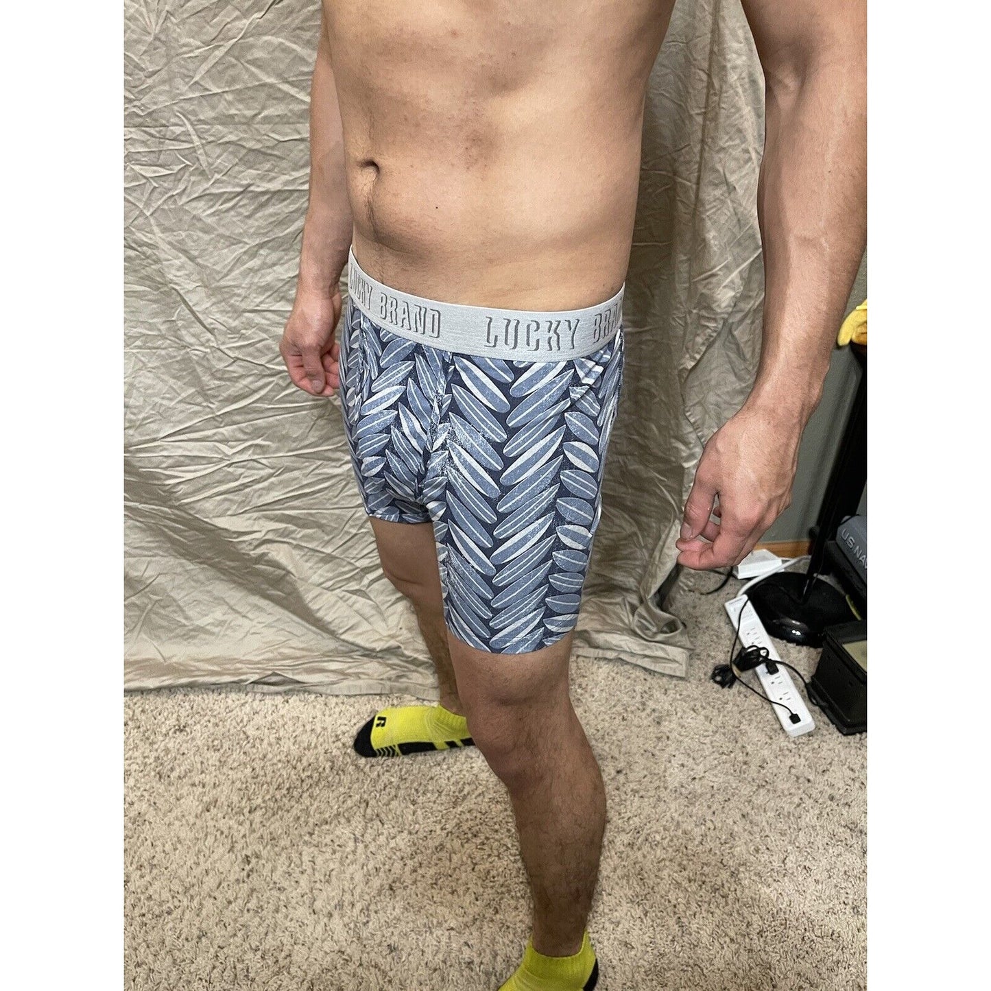 men's lucky brand medium boxer brief blue surfboards