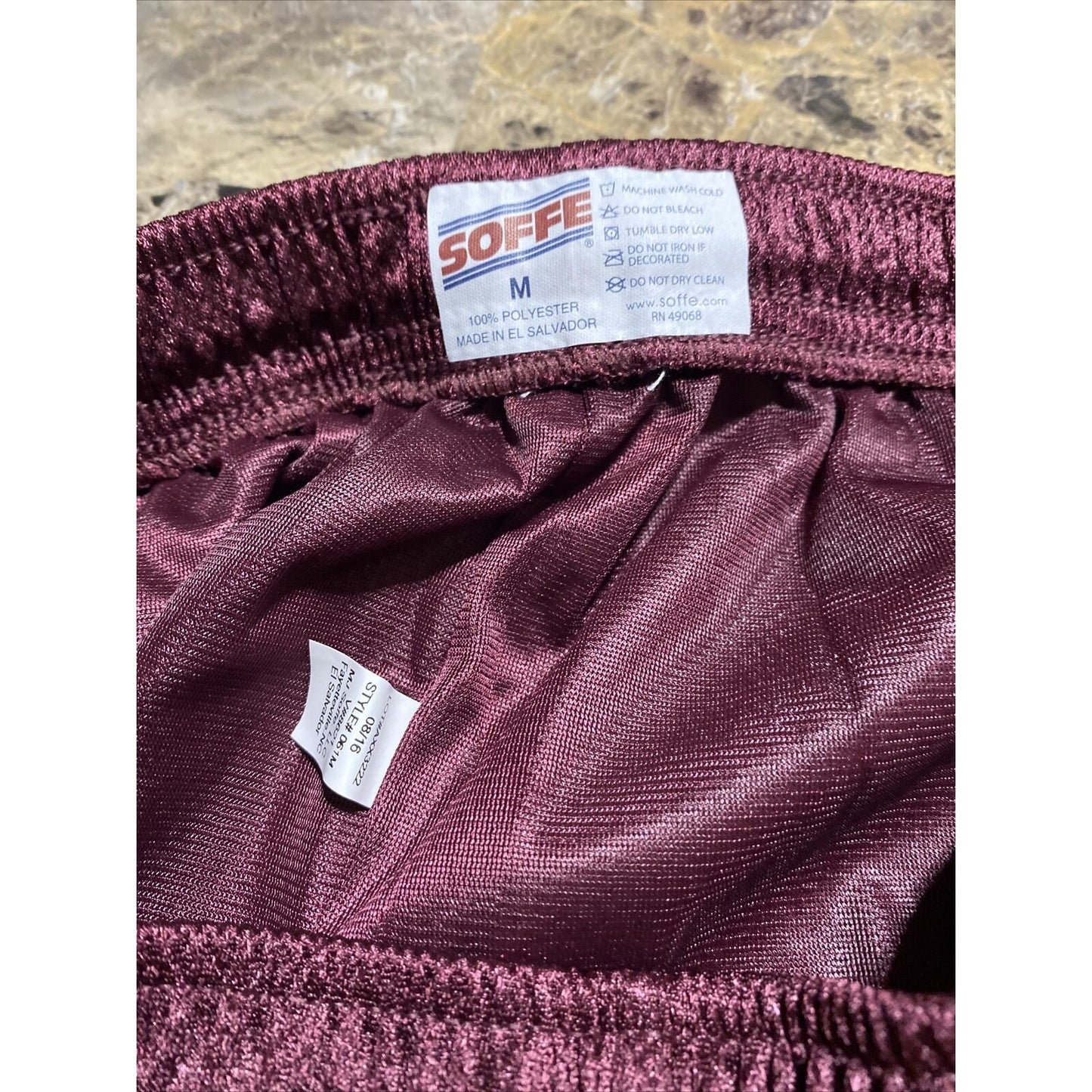 Soffe Men’s Medium Burgundy Basketball Training Polyester Mesh Shorts