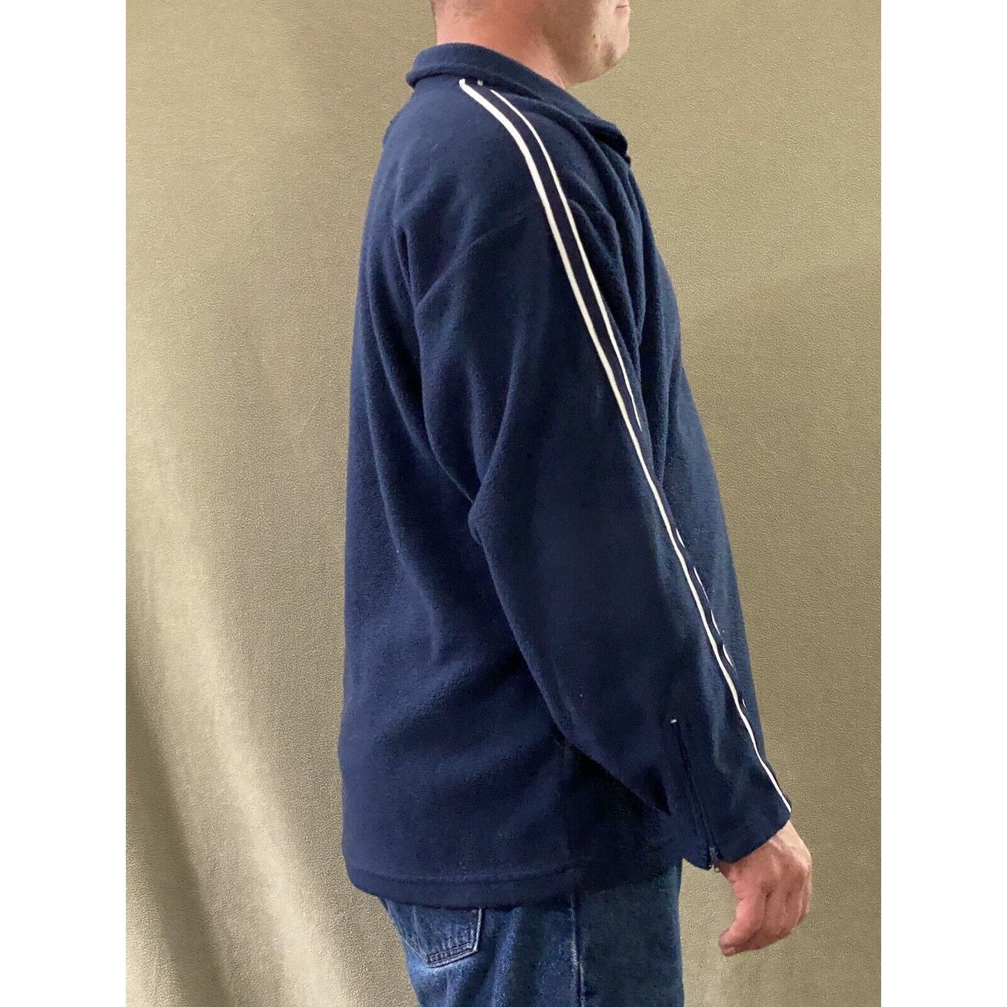 DENVER BRONCOS Pro Player Mens Large Navy Blue 1/4-zip Polyester Fleece Pullover