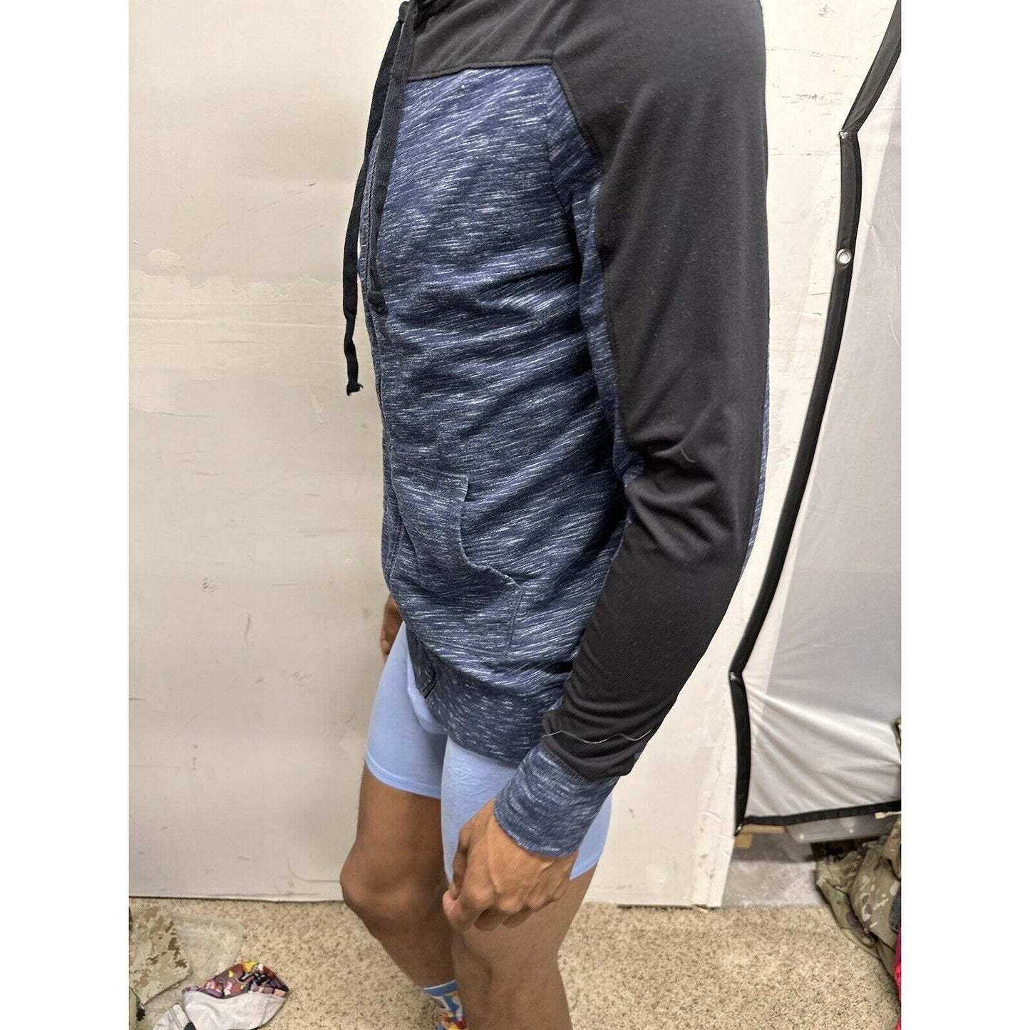 Men’s Blue And Black Boyfriend Hoodie Large Full Zip