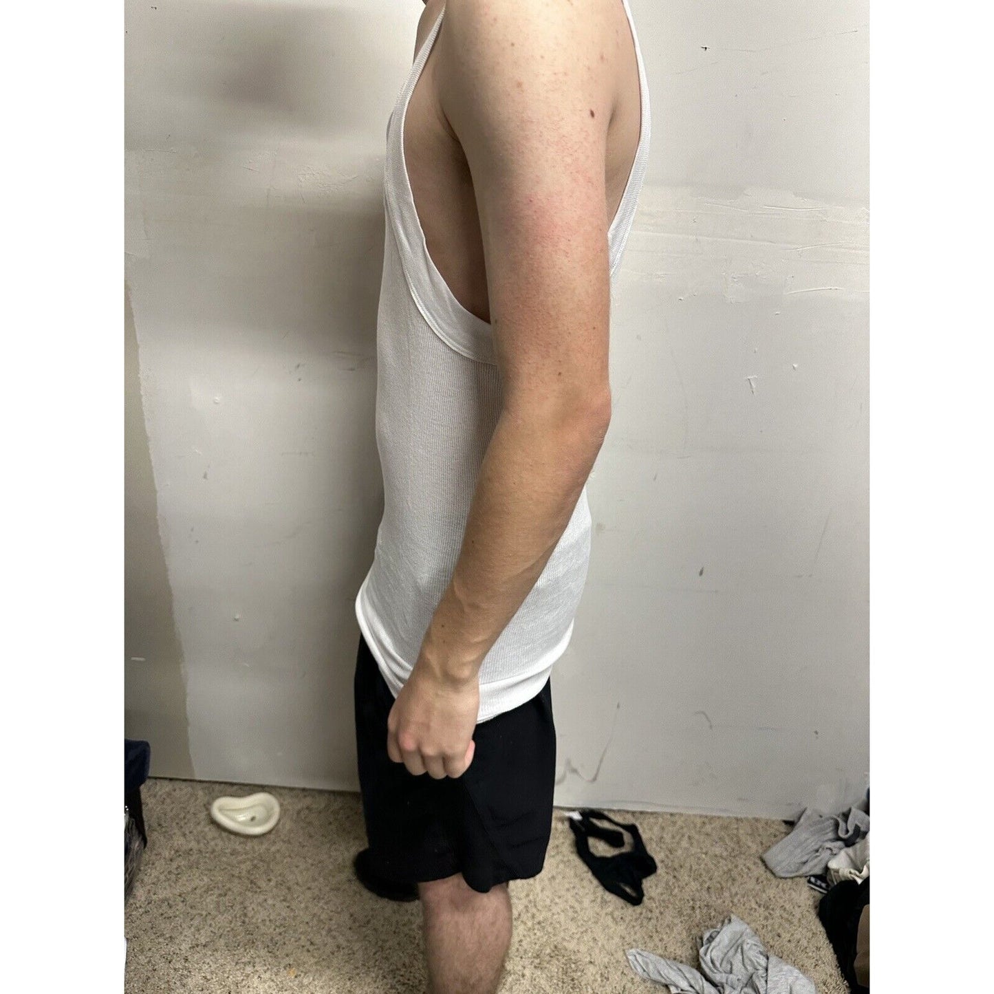 Men’s White Muscle Shirt Tank Papi Large