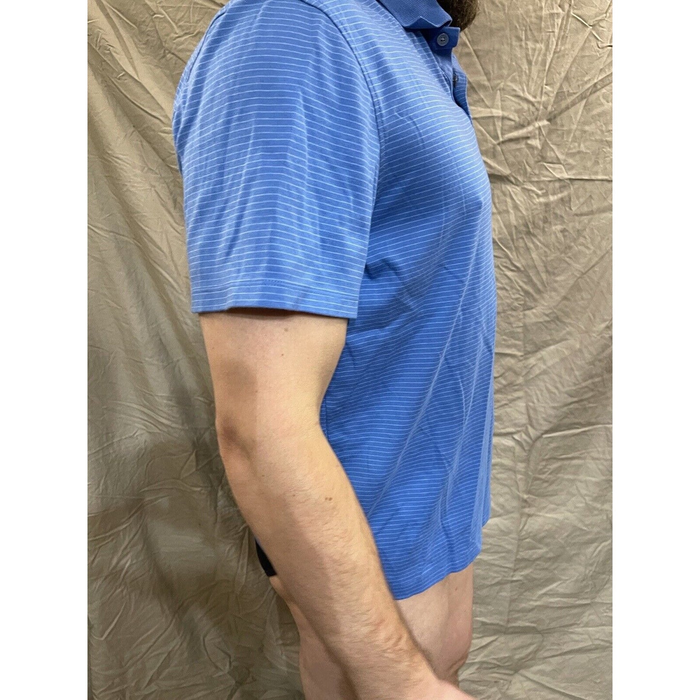 Men's Blue Striped Calvin Klein polo shirt short sleeve XL