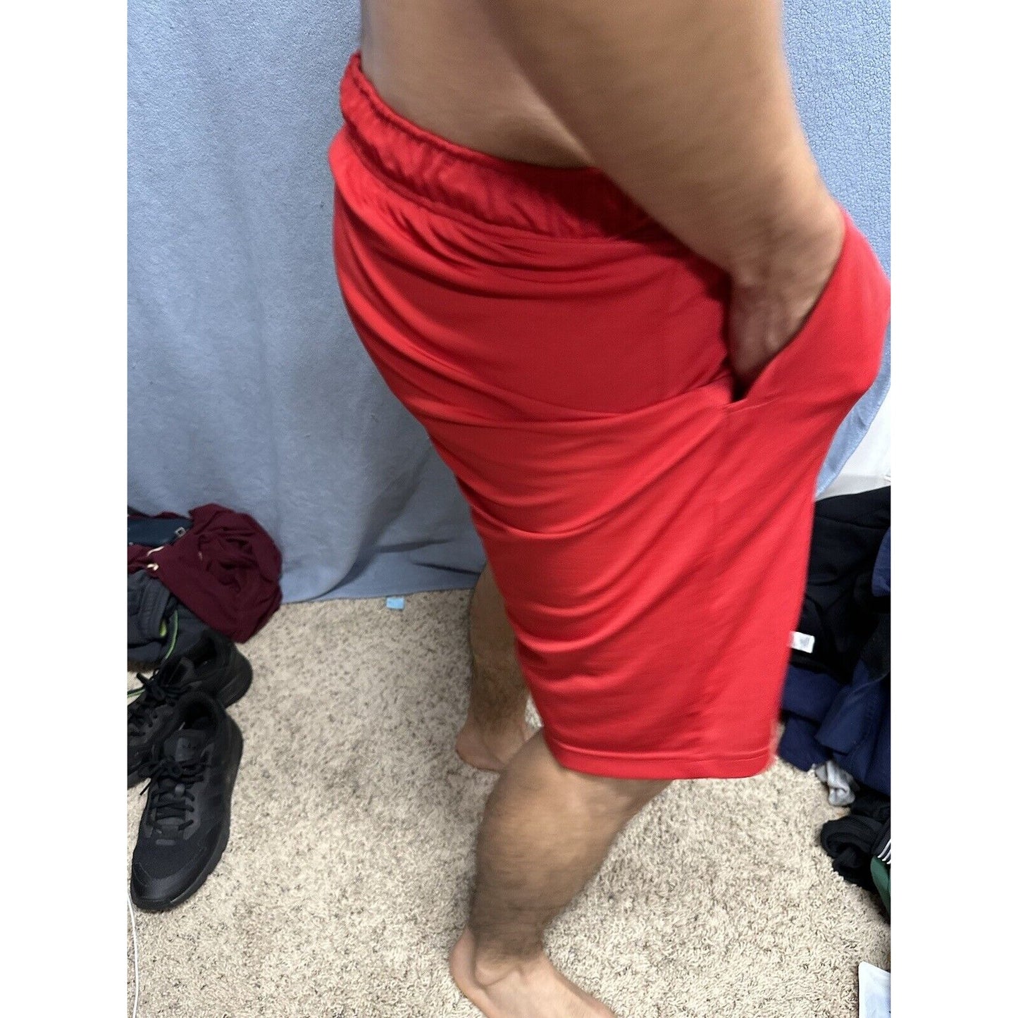 Men’s Red Champion Performance Shorts With Pockets No String