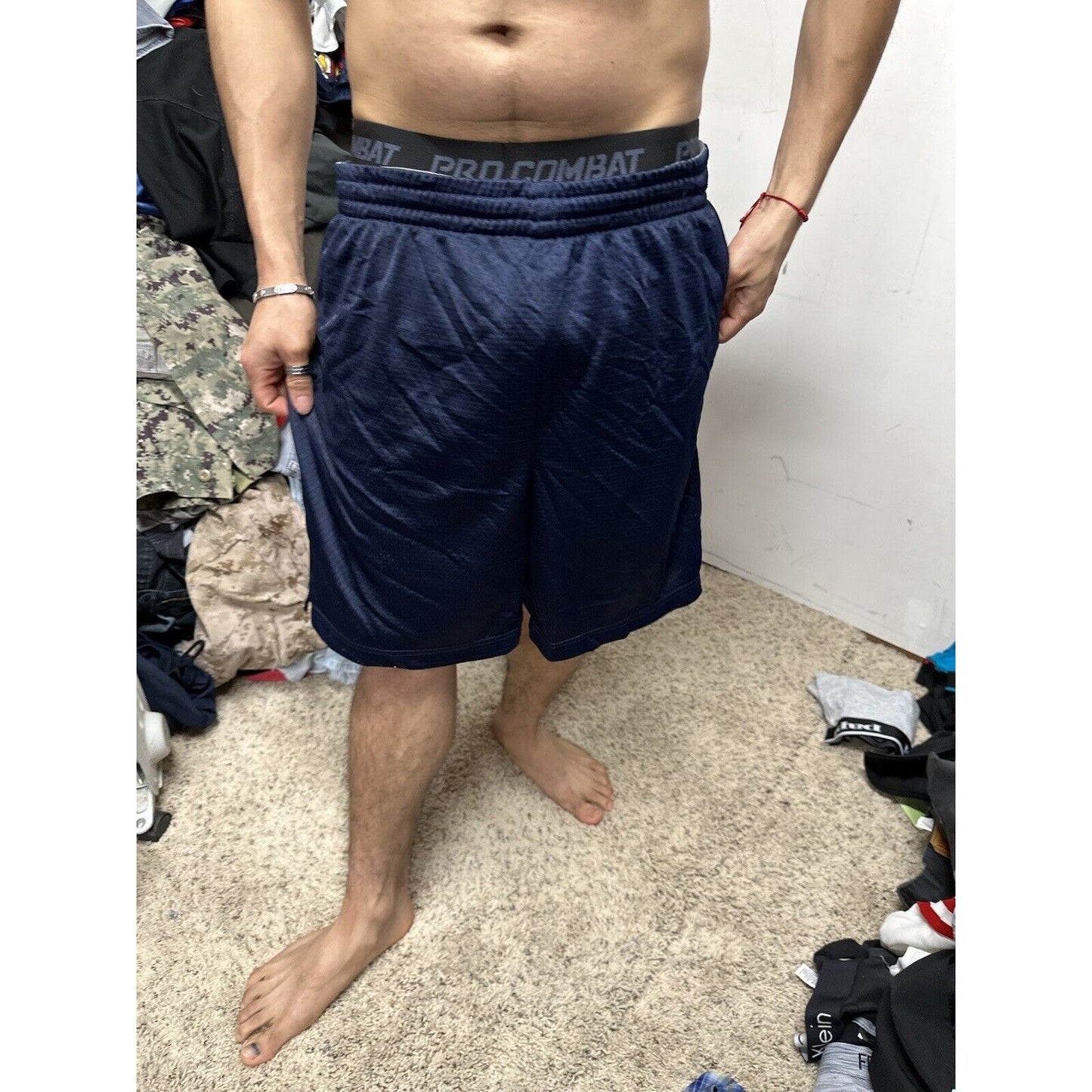 Men’s Dark Blue Starter Large Athletic Shorts With Pockets