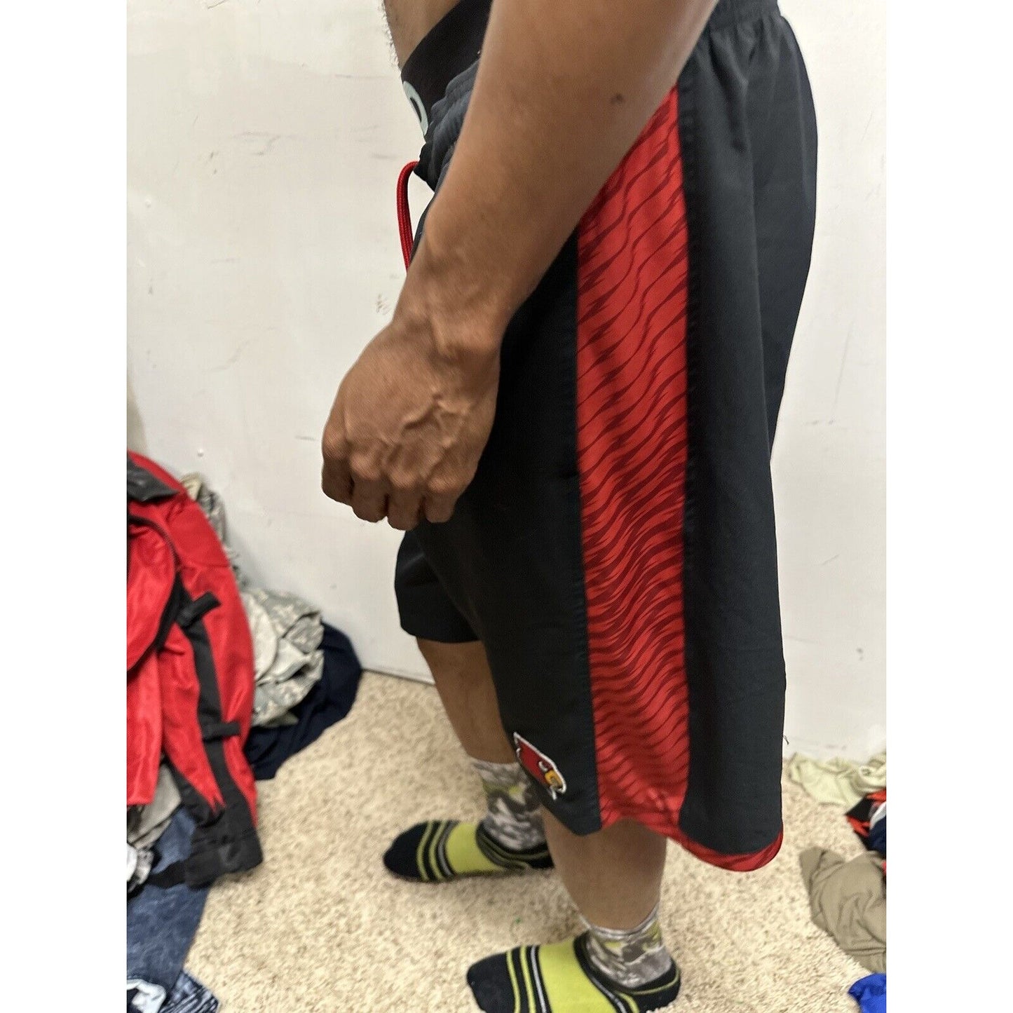 Men’s Large Black Adidas Athletic Shorts With Pockets Cardinals Logo