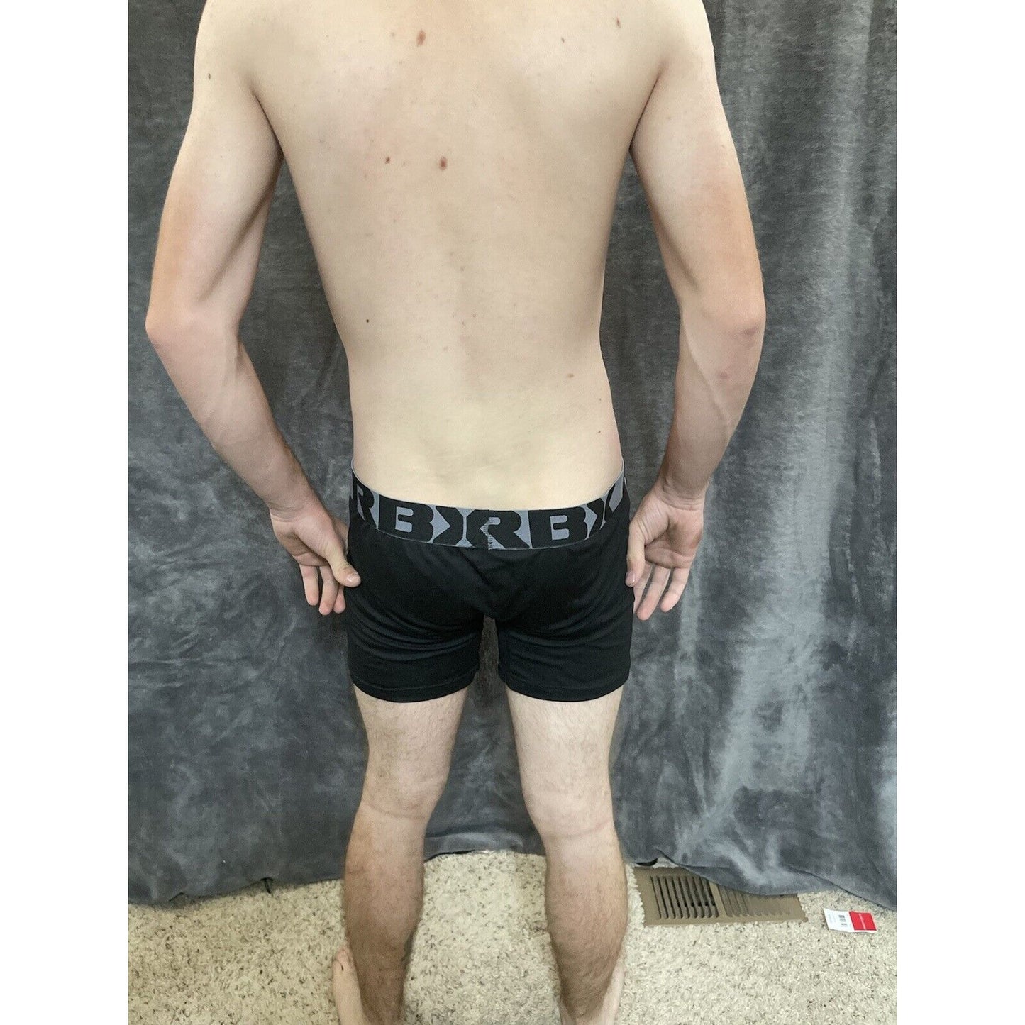 men's Black with gray Band RBX large compression boxer briefs 10% spandex