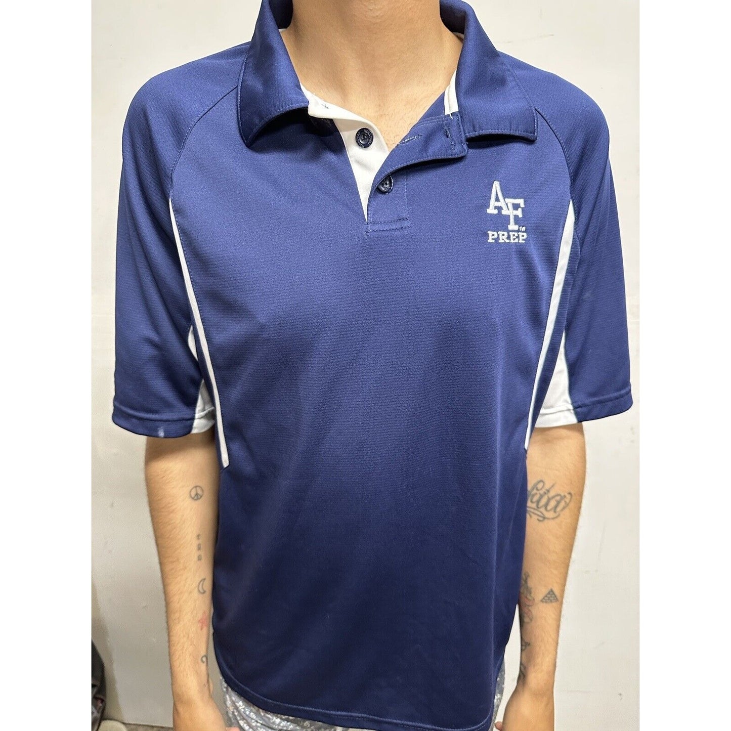 Men’s Air Force Academy Prep School Blue Polo Shirt Medium Holloway