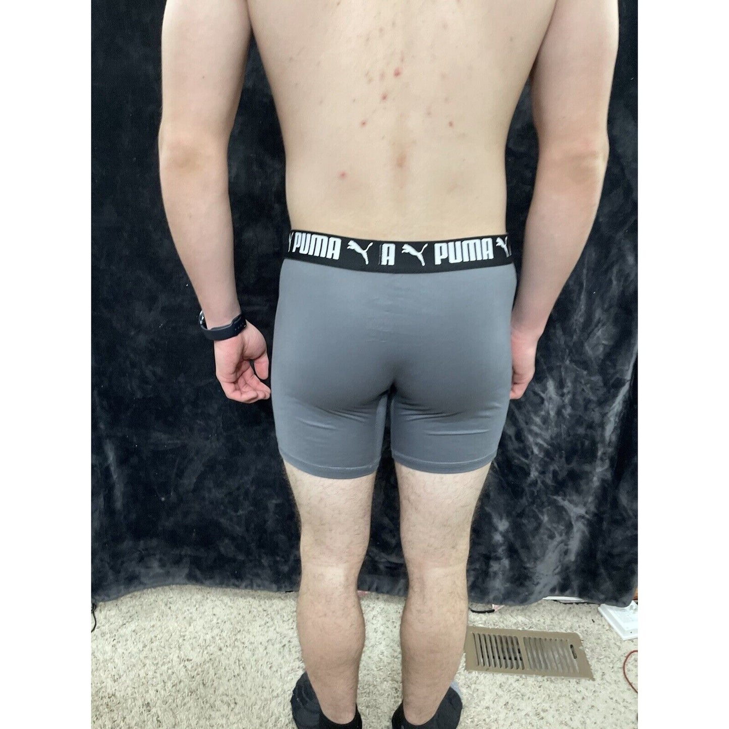Puma MENS size LARGE 36-38" Sport Luxe boxer briefs gray With Black/white Band