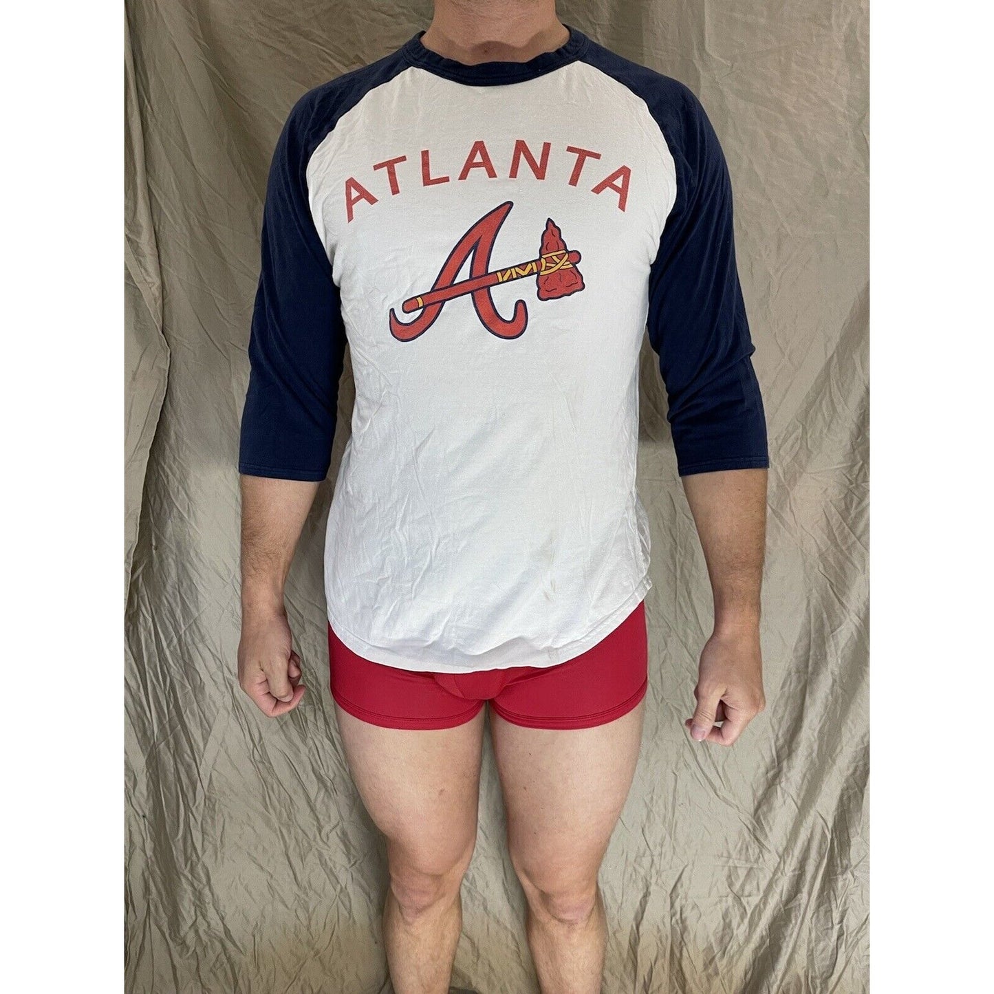 men's large sport-tek atlanta braves white baseball shirt