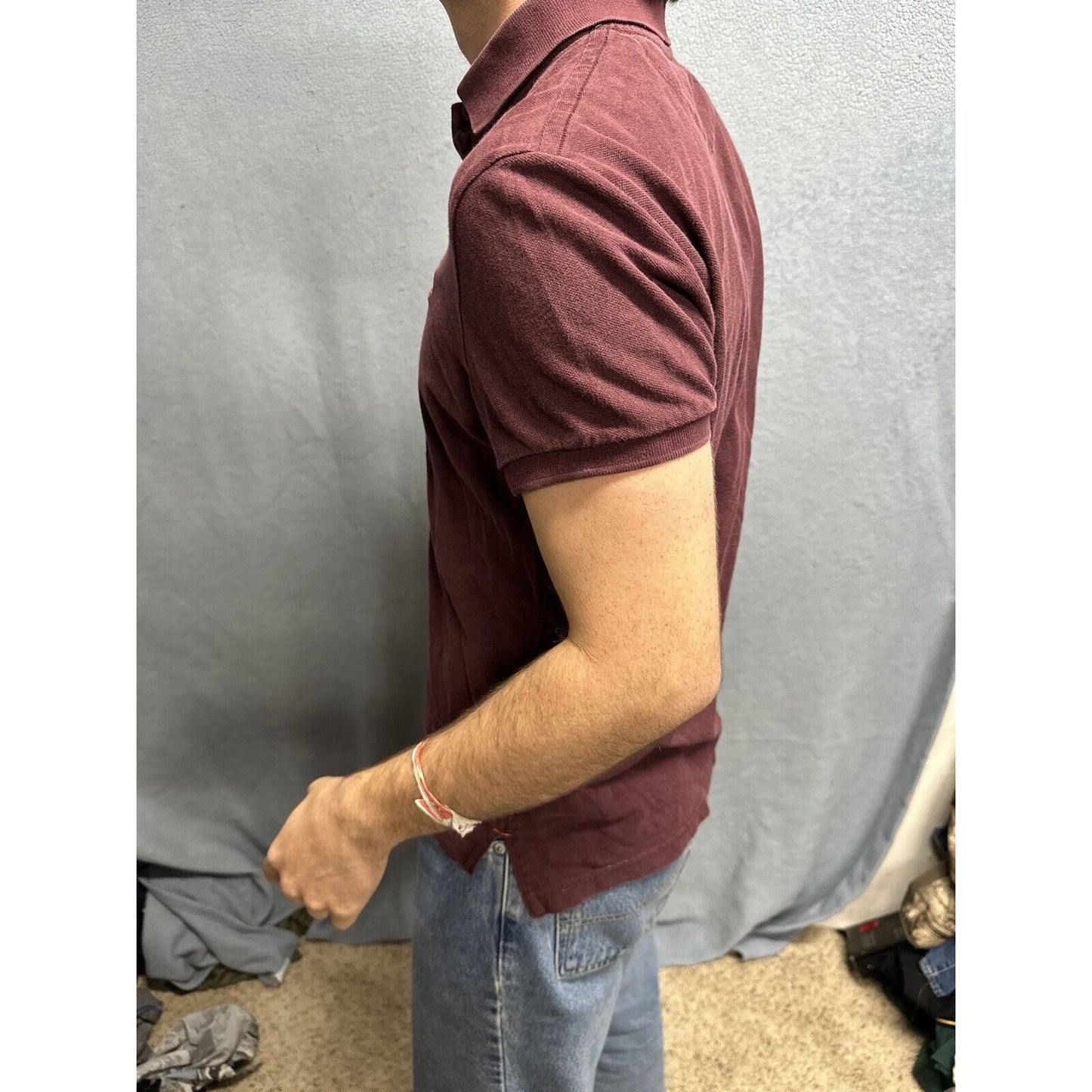 Men’s Plum American Eagle Small Athletic Fit Polo Shirt