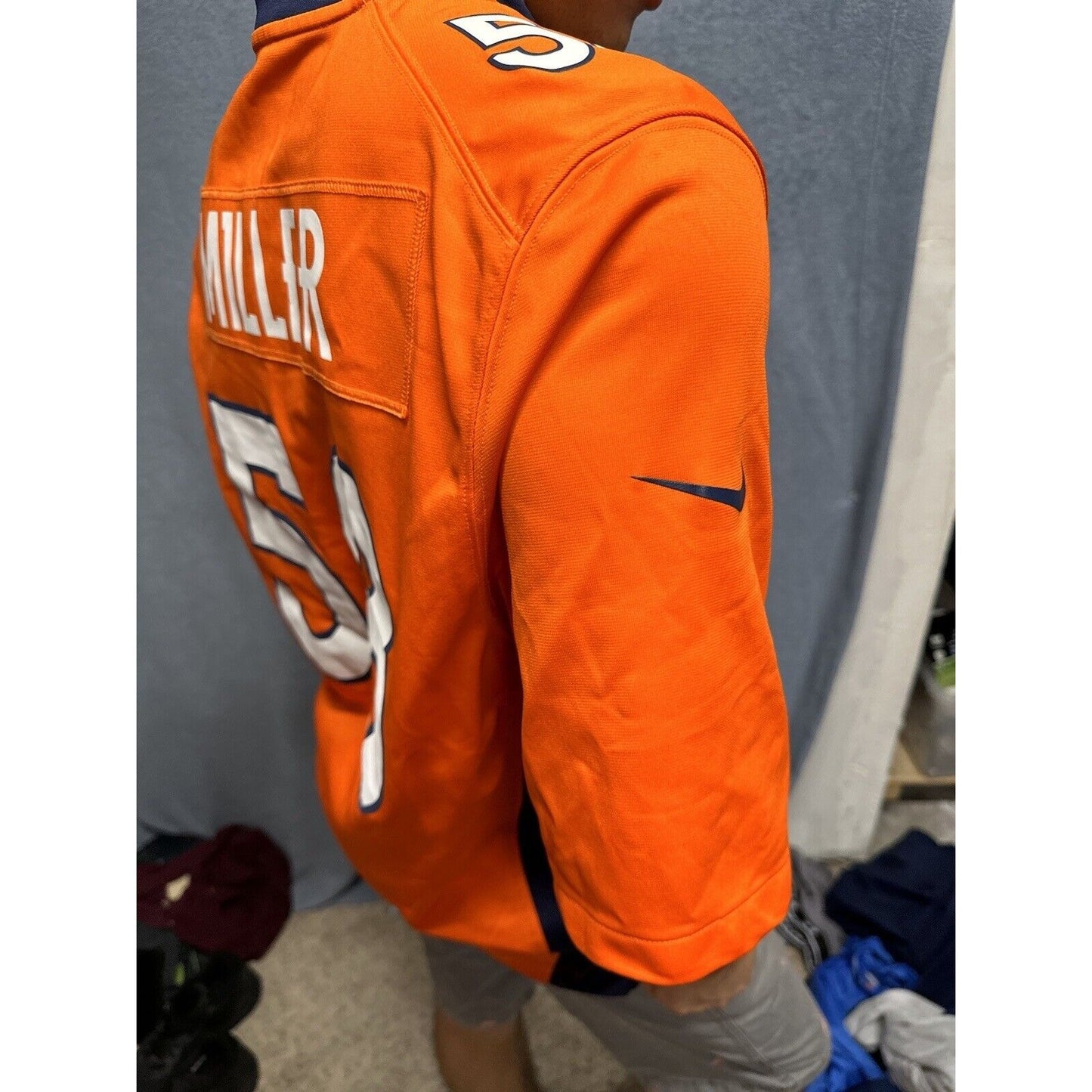 Men’s Denver Broncos Orange NFL Medium On Field Nike Football Jersey #58 Miller